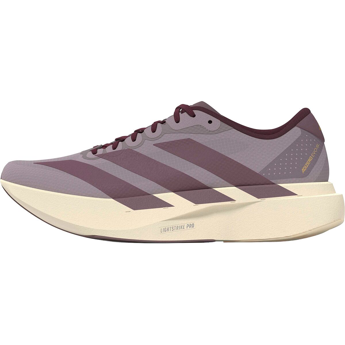 Image of Adidas Adizero Evo SL Woven Running Shoe - Women's Preloved Fig/Shadow Fig/Maroon, 8.5