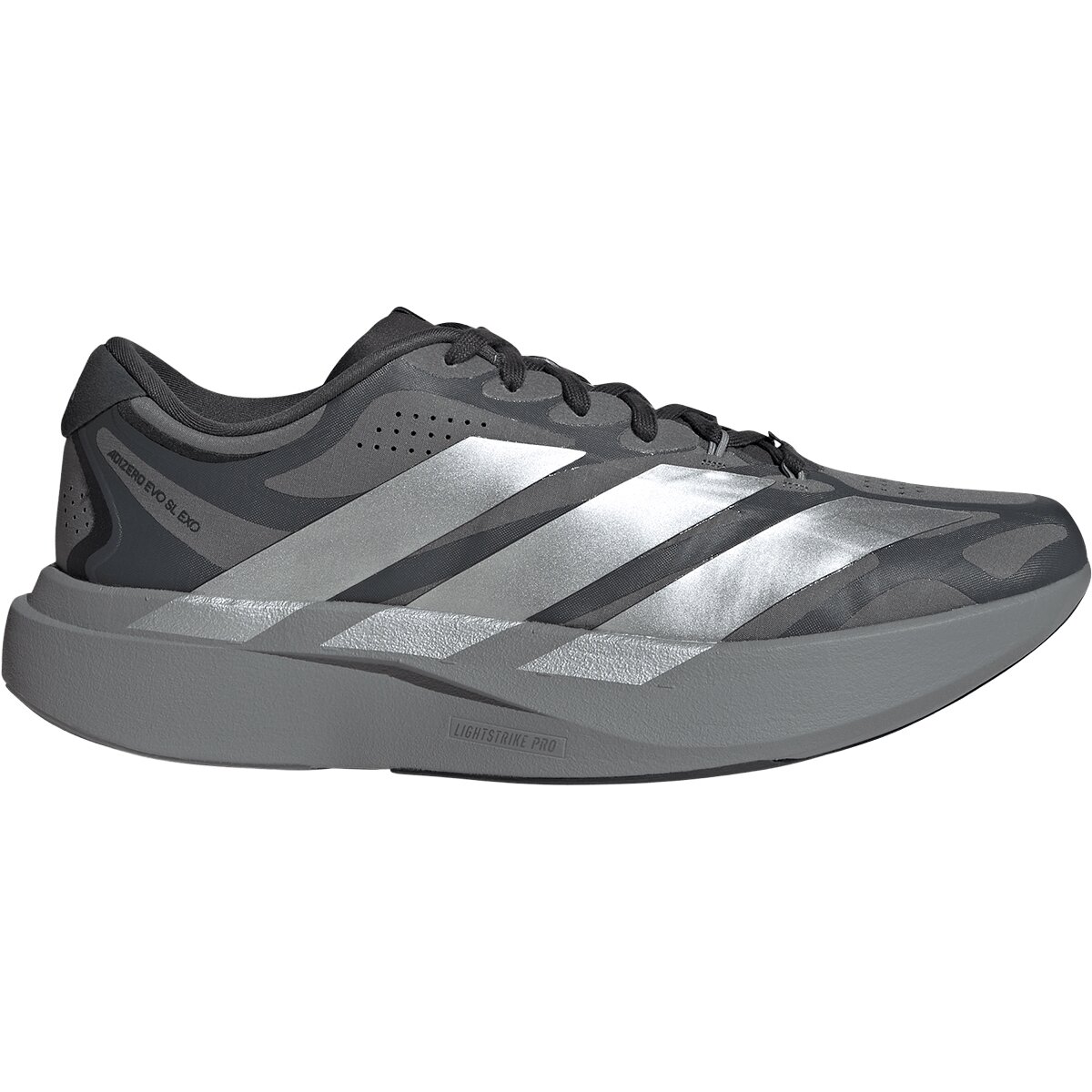 Image of Adidas Adizero Evo SL Exo Running Shoe - Men's Grey Four/Silver Metallic/Grey Six, 9.5