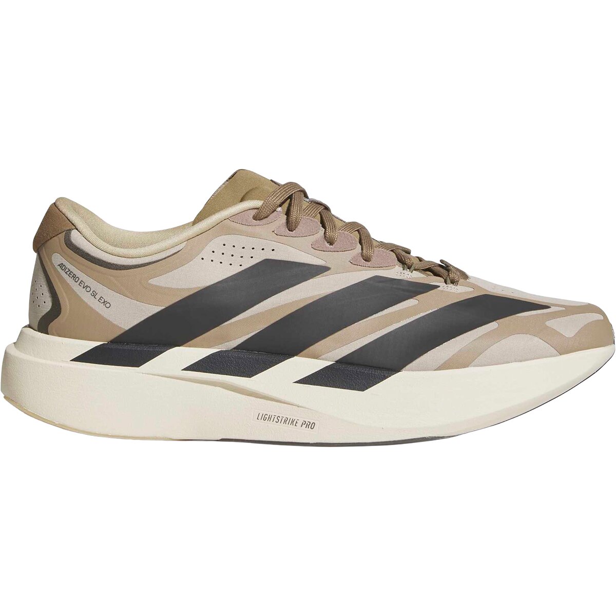 Image of Adidas Adizero Evo SL Exo Running Shoe - Men's Khaki Three/Carbon/Khaki Six, 12.0