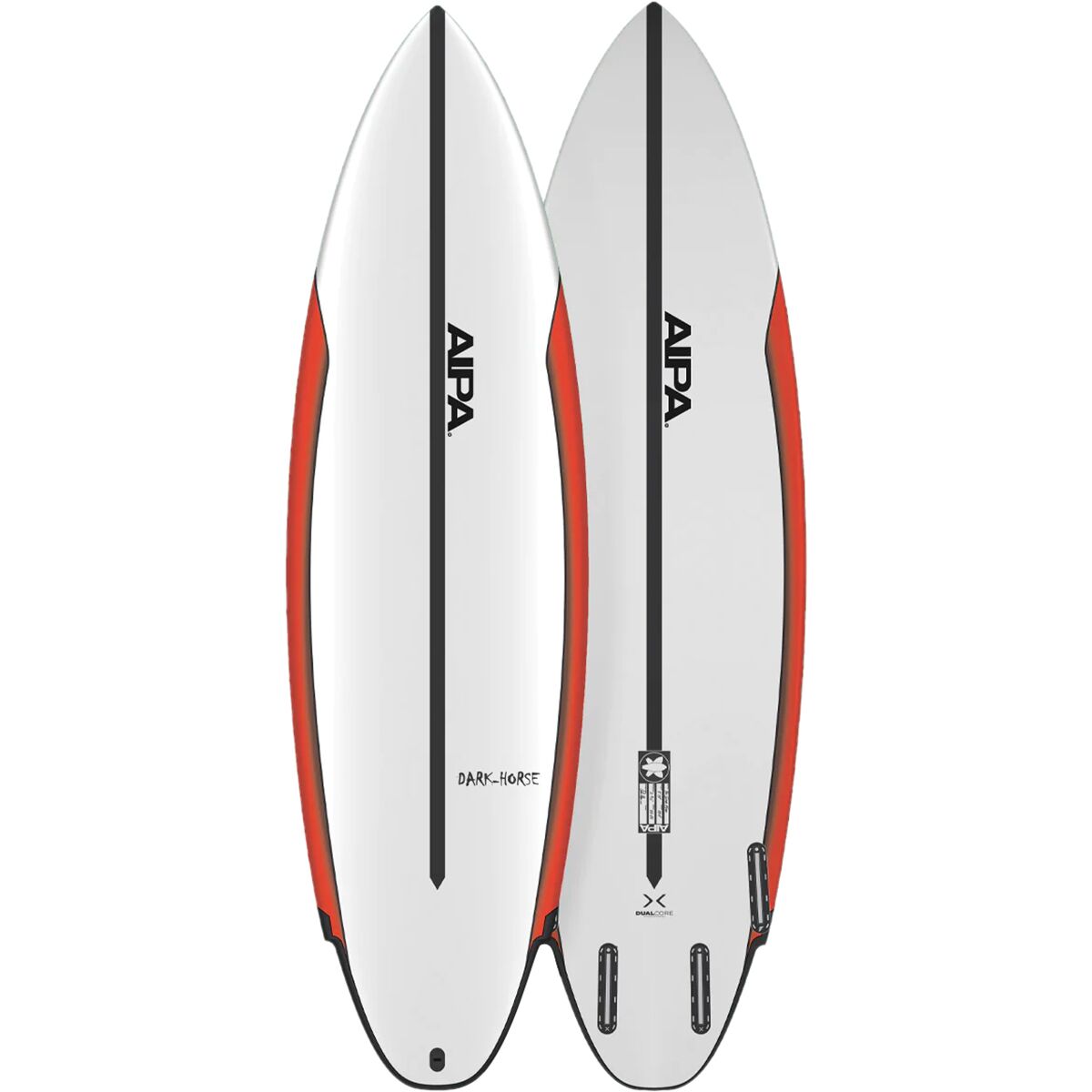 Image of Aipa The Dark Horse Surfboard - Dual-Core - Futures White/Red, 5ft 4in