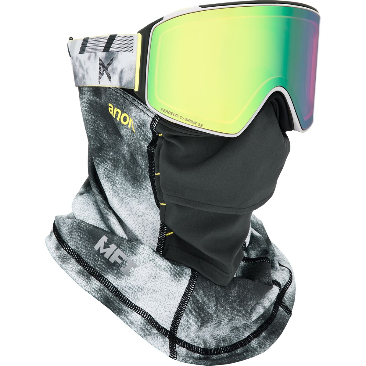 Anon Anon M4 Cylindrical Goggles + MFI Face Mask Tilt Shift/Perceive Variable Green, One Size