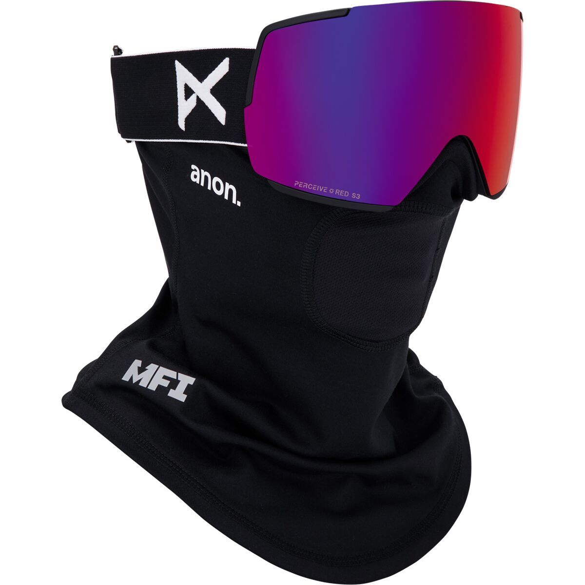 Image of Anon M5 Goggles + MFI Mask Black/Perceive Sunny Red, One Size