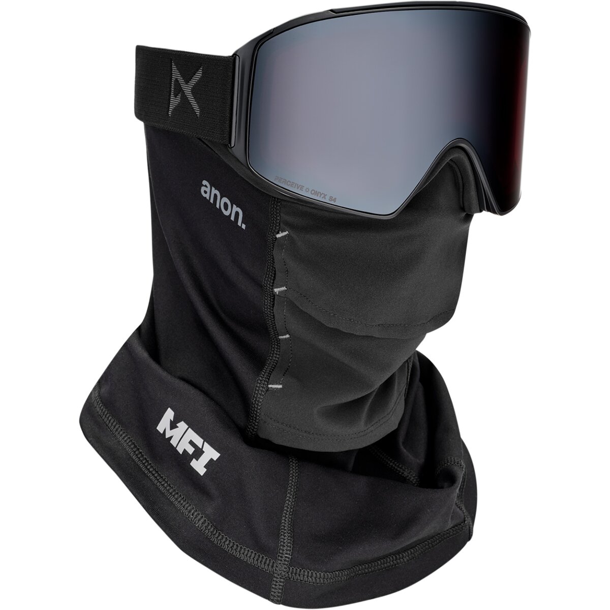 Anon M4 Cylindrical Low Bridge Goggles + MFI Face Mask Smoke/Perceive Sunny Onyx, One Size