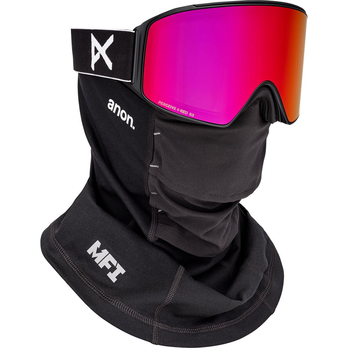 Image of Anon M4 Toric Goggles + MFI Face Mask Black/Perceive Sunny Red, One Size