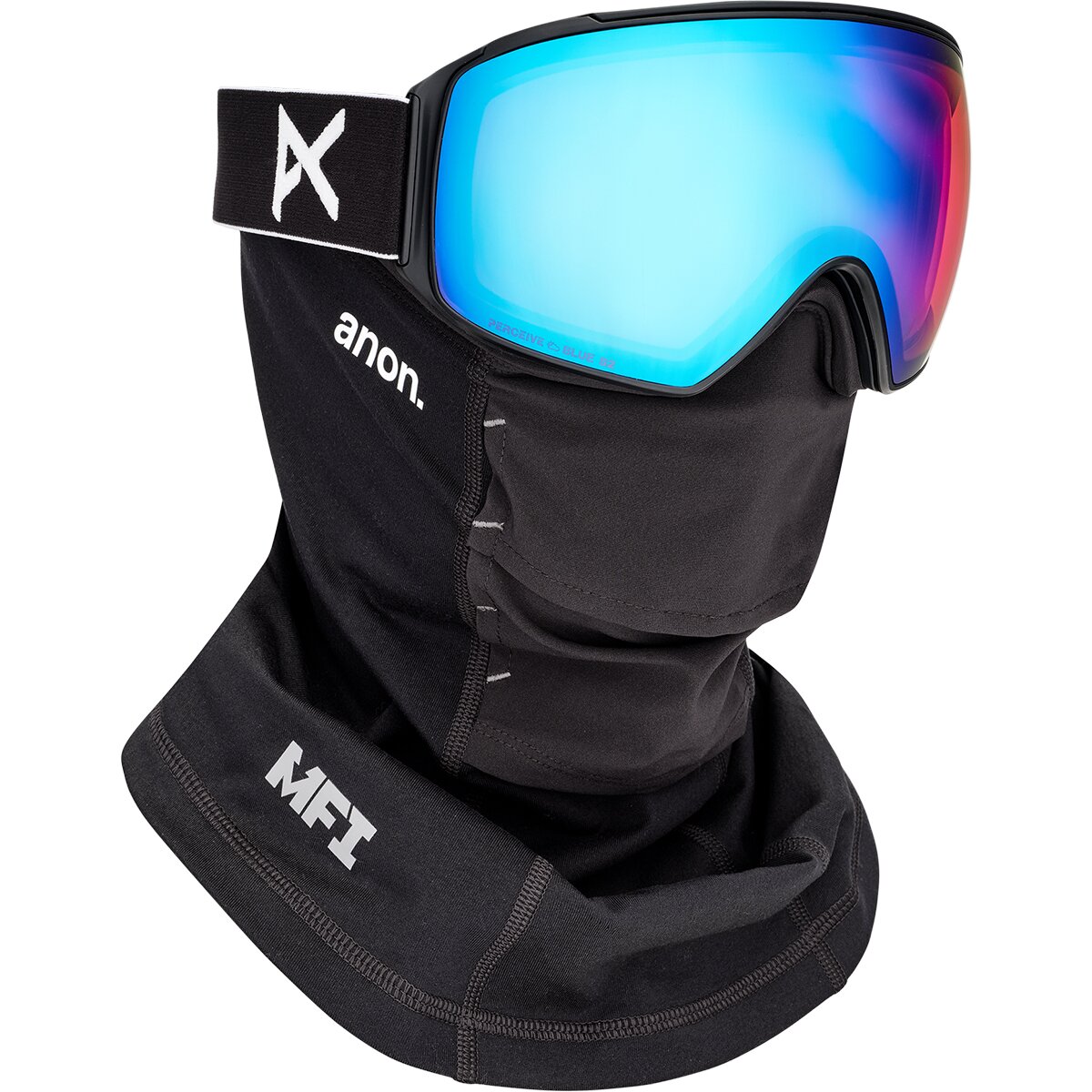 Anon M4 Toric Low Bridge Goggles + MFI Face Mask Black/Perceive Variable Blue, One Size