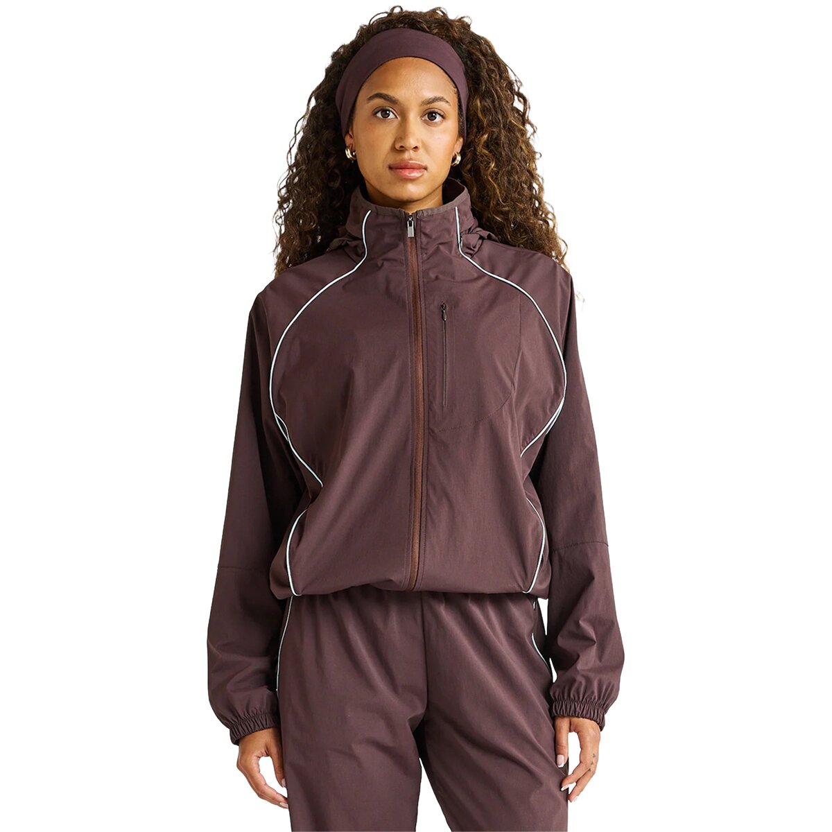 Image of All Fenix Panelled Contrast Piping Wind Breaker - Women's Espresso, S