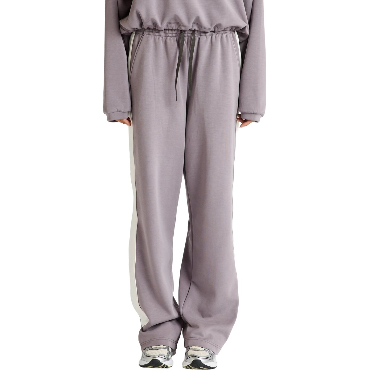 Image of All Fenix Soft Luxury Contrast Wide Leg Track Pant - Women's Graphite/Chalk, L