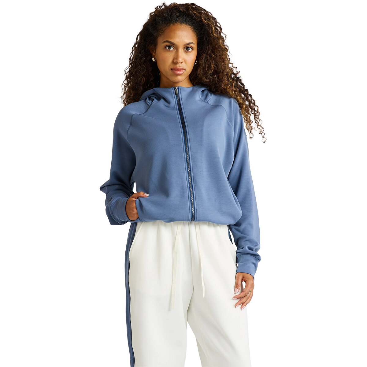 Image of All Fenix Soft Luxury Cropped Hoodie - Women's Blue Indigo, XS