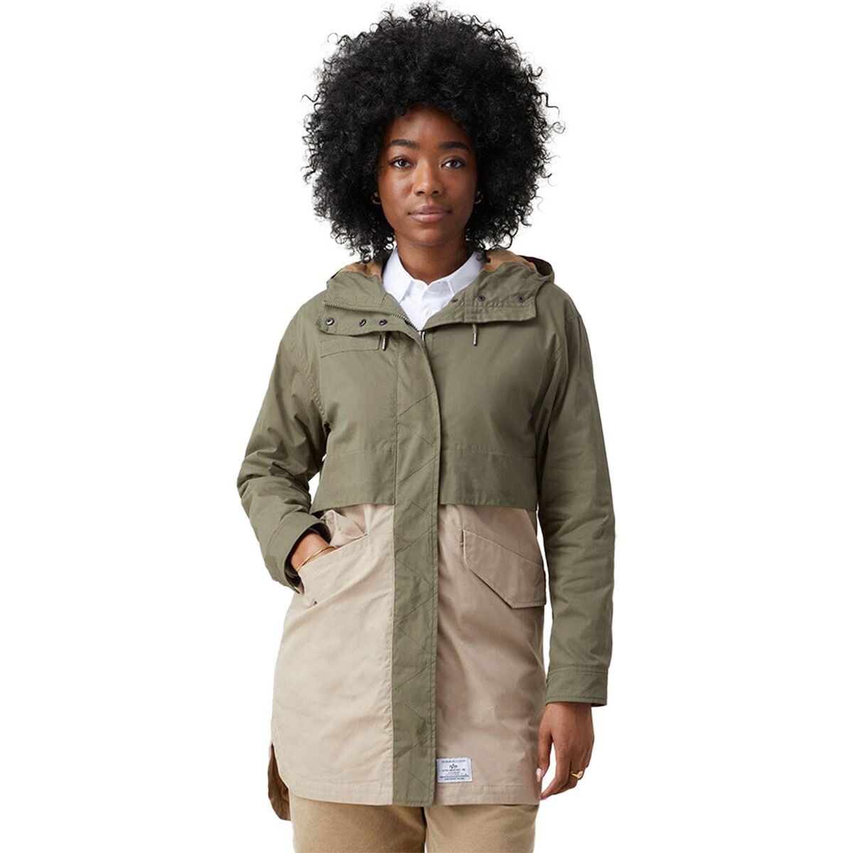 Alpha Industries Colorblock Hooded Jacket - Women's Og/107 Green, S