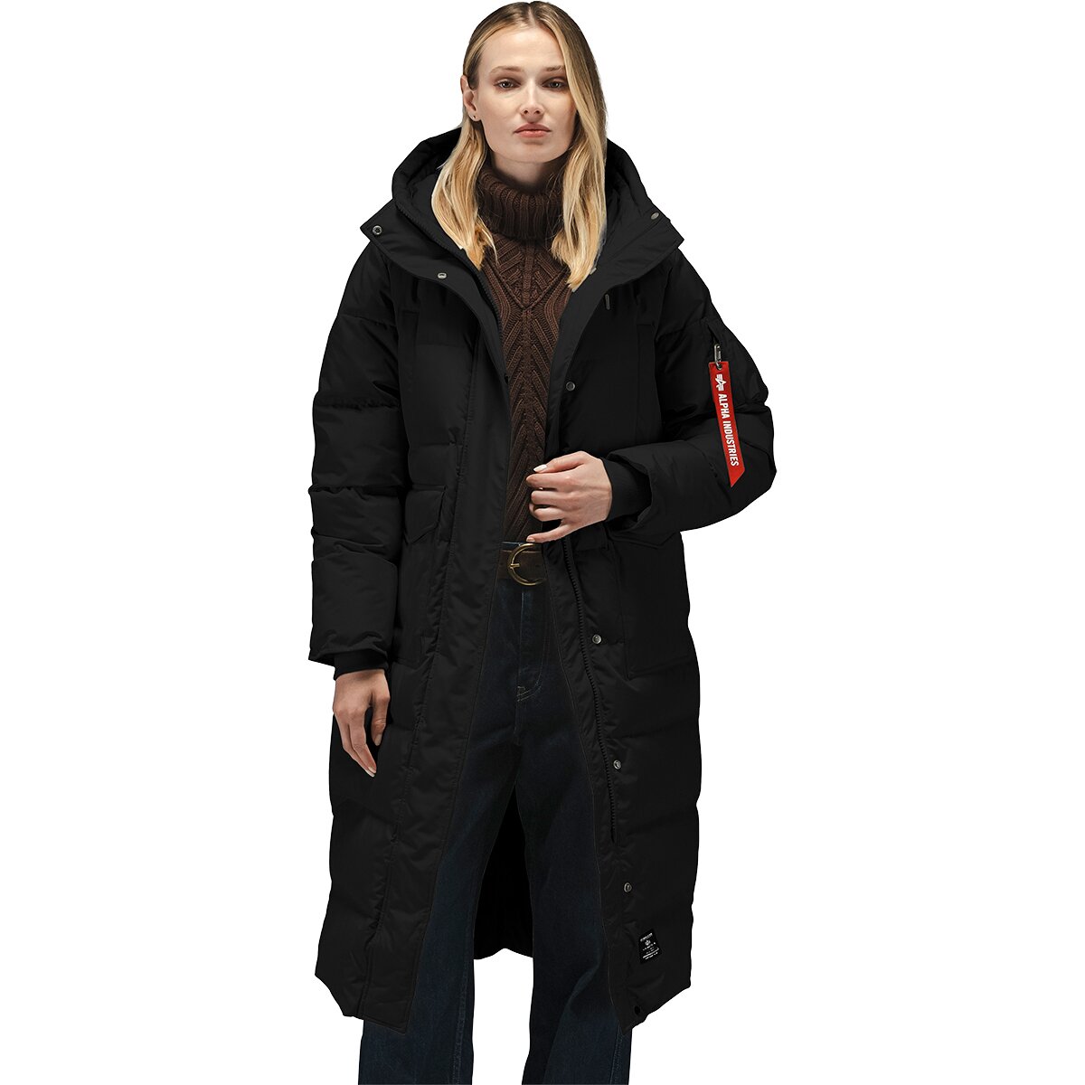Image of Alpha Industries Sierra Long Relaxed Fit Puffer - Women's Black, XS