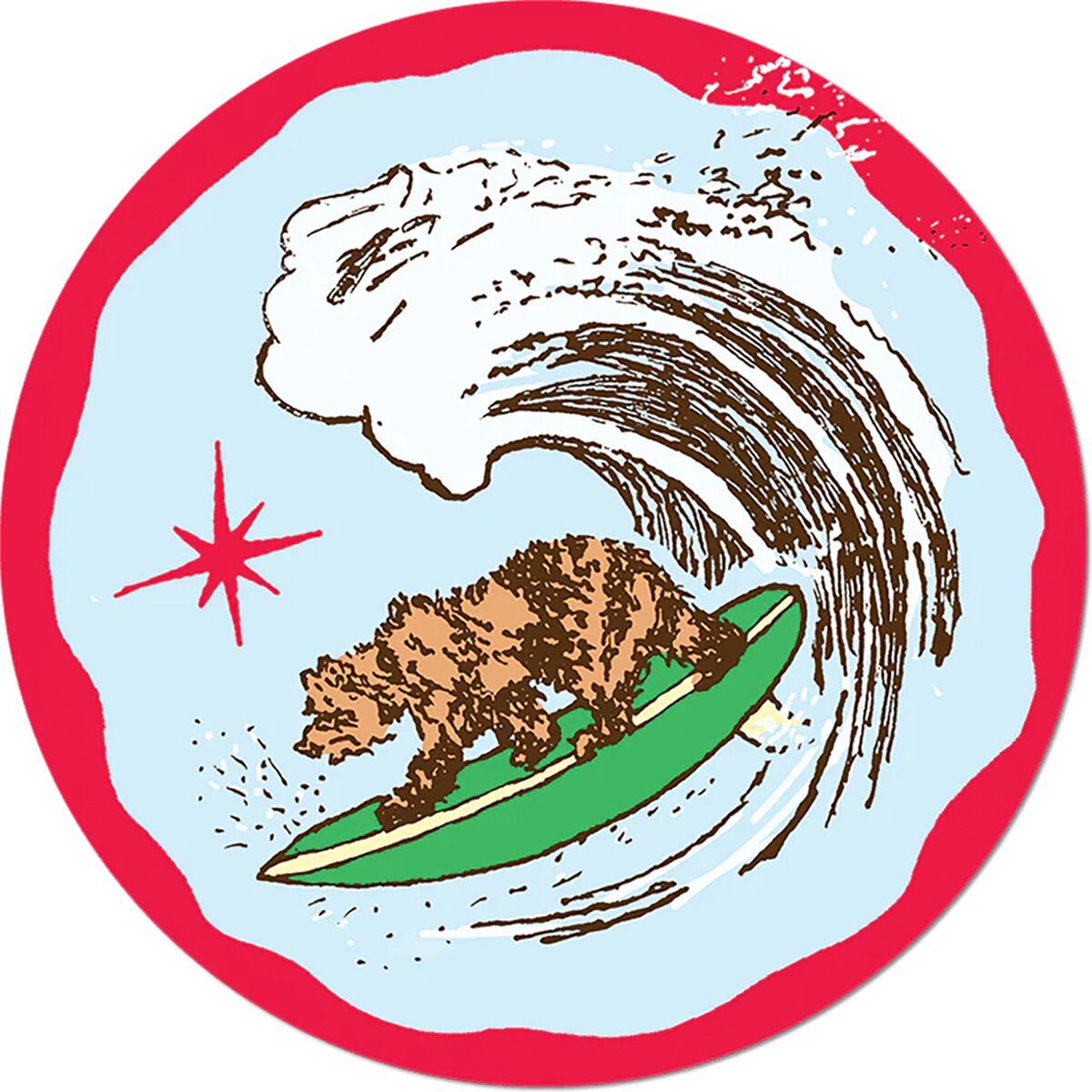 Image of Apply Stickers California Surfer Bear Sticker Blue, 3x3