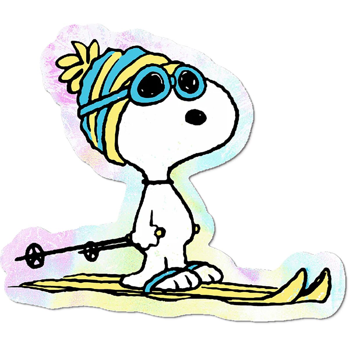 Image of Apply Stickers Skier Snoopy Sticker White, 2.75x2.36
