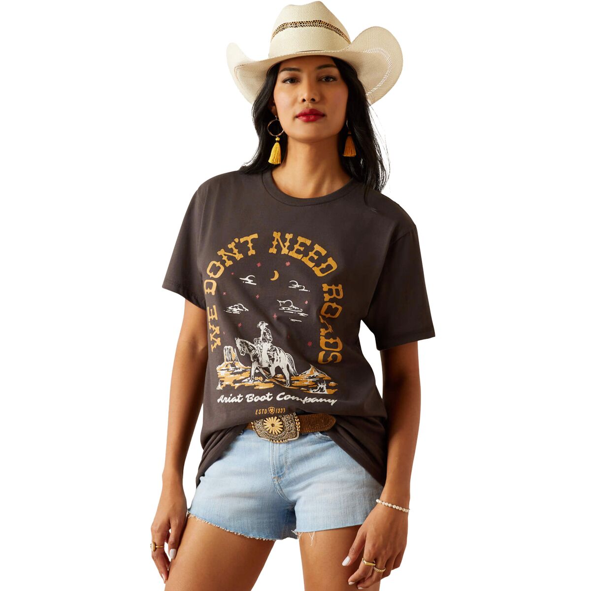 Ariat Ariat No Roads T-Shirt - Women's Vintage Black, M