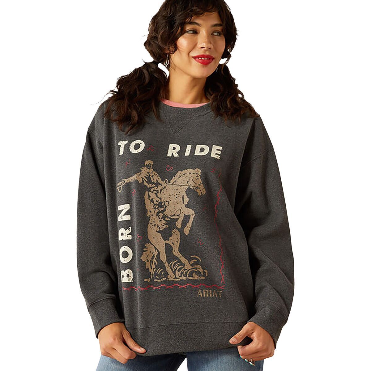 Ariat Oversized Crew Sweatshirt - Women's Heather Charcoal, M