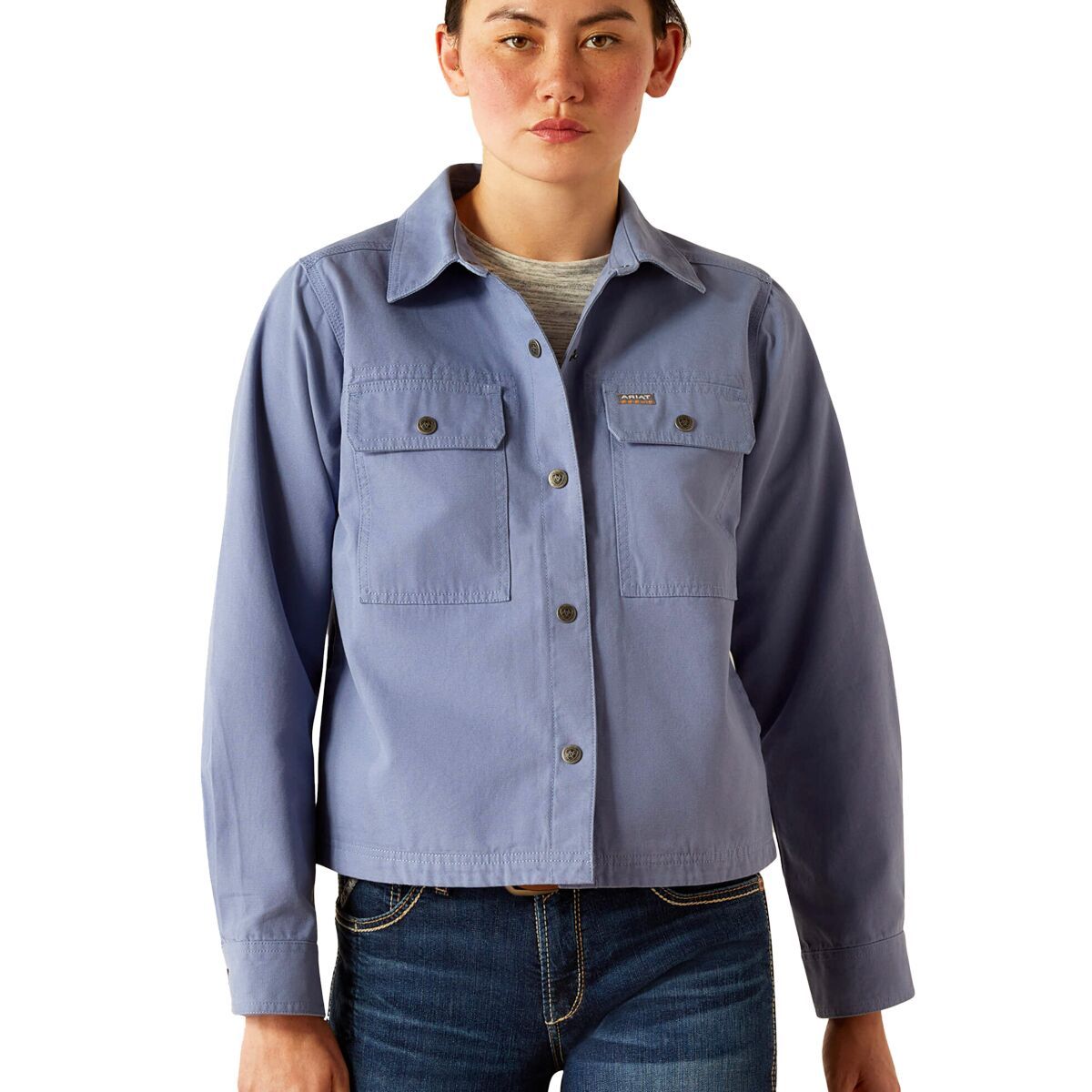 Ariat Rebar Cropped Woven Shirt Jacket - Women's Colony Blue, M