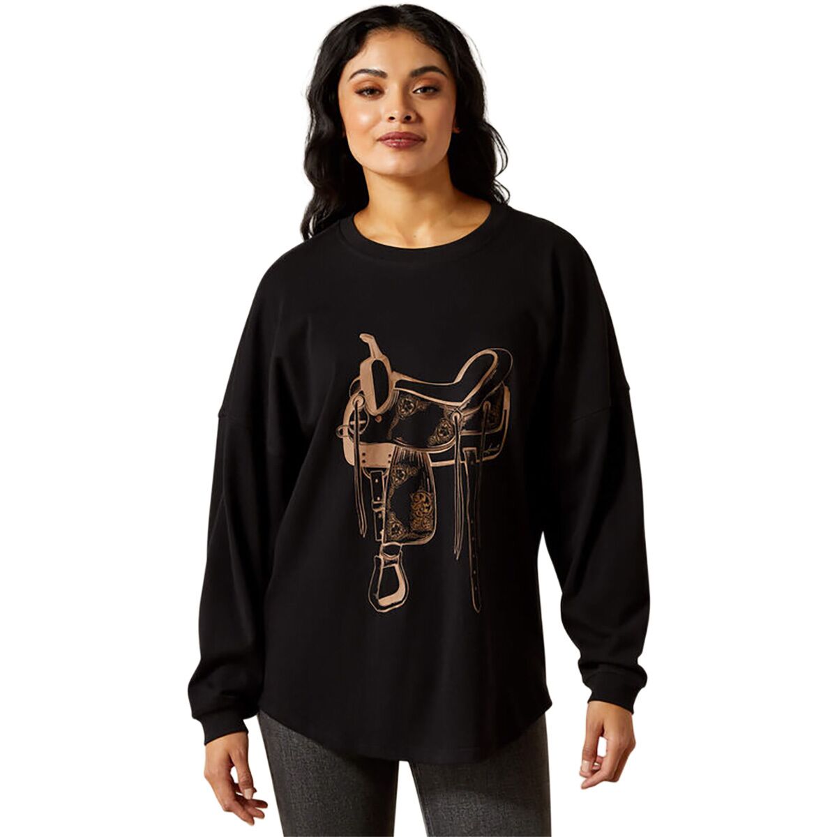 Image of Ariat Canvas Oversized T-Shirt - Women's Black, L