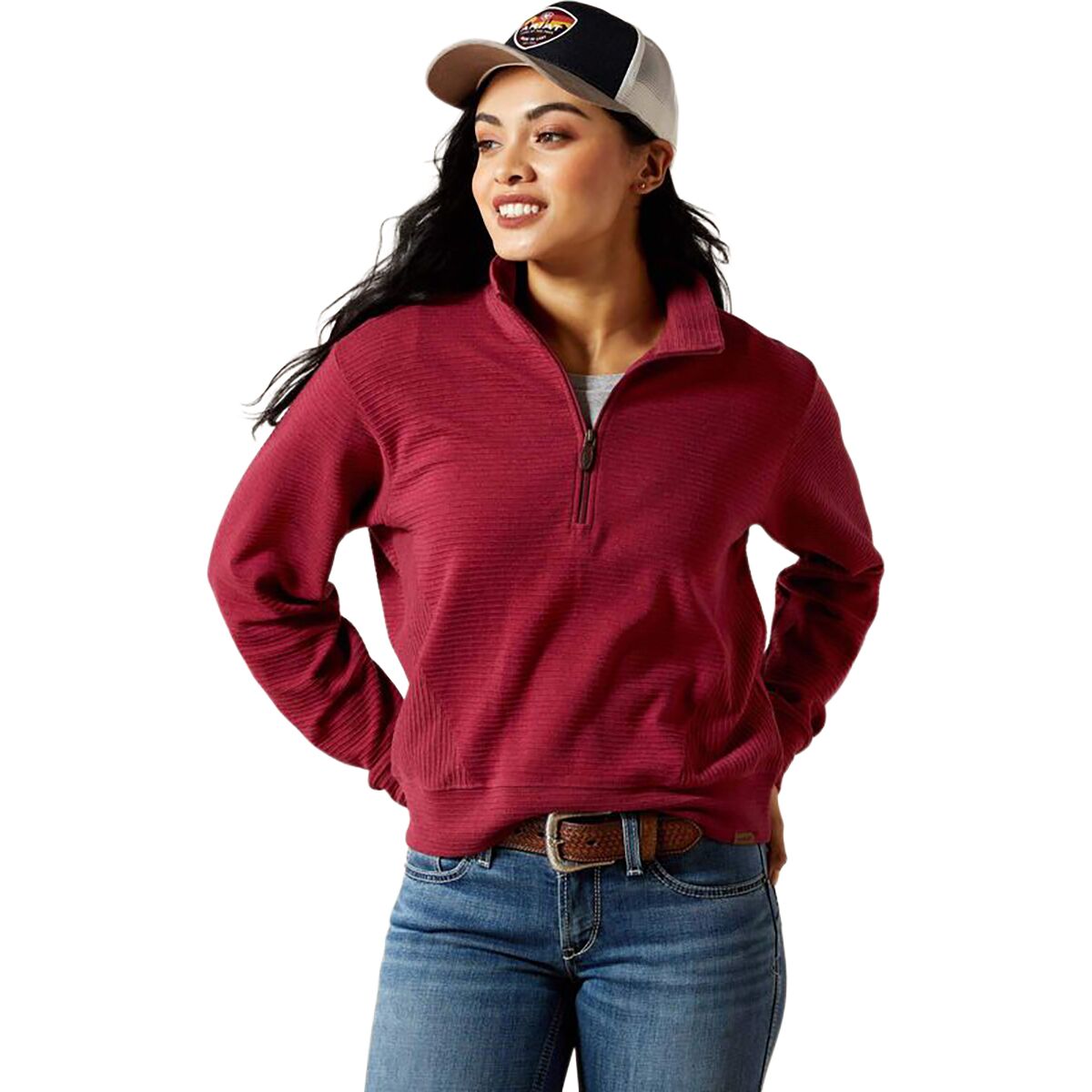 Image of Ariat High Noon 1/2-Zip Pullover - Women's Beaujolais, L
