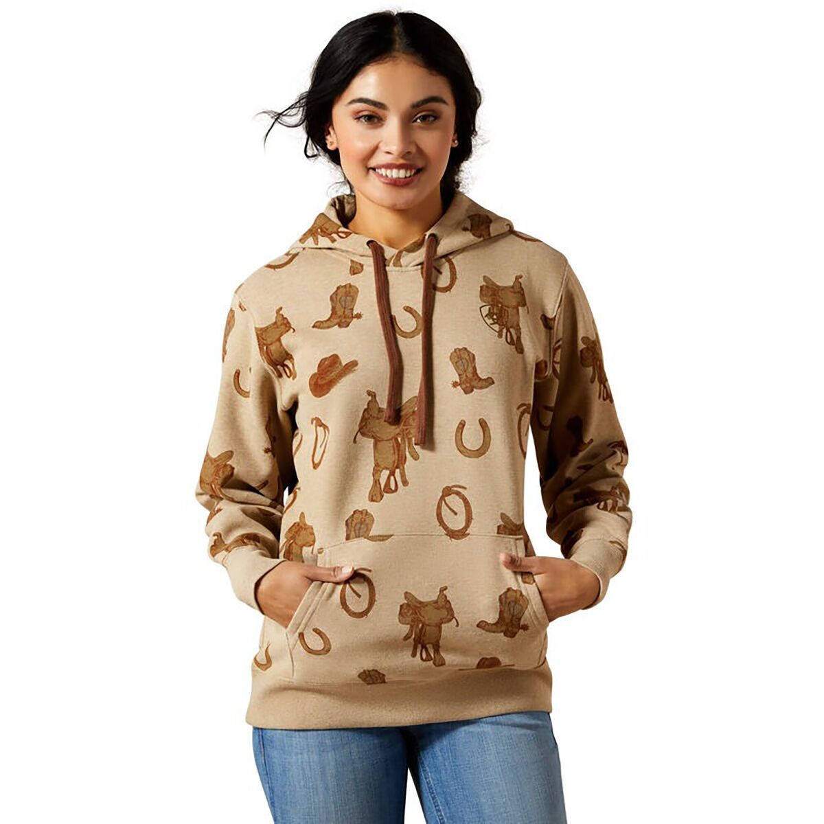 Image of Ariat Logo 2.0 Printed Hoodie - Women's Savannah Tan Heather, M