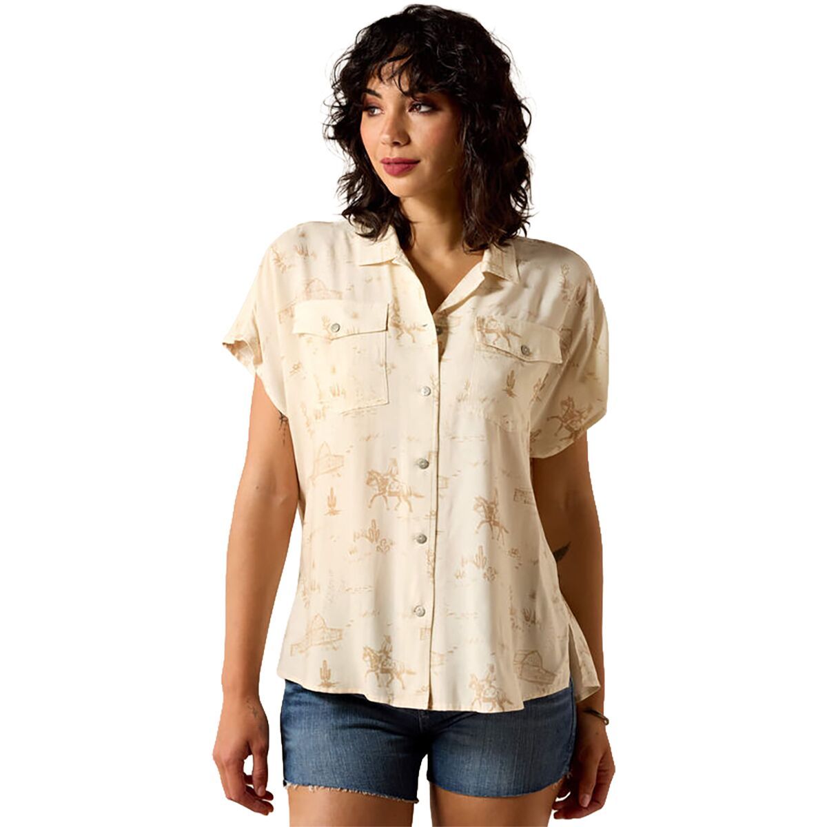 Image of Ariat Badlands Shirt - Women's Turtledove Ranchscape, XS