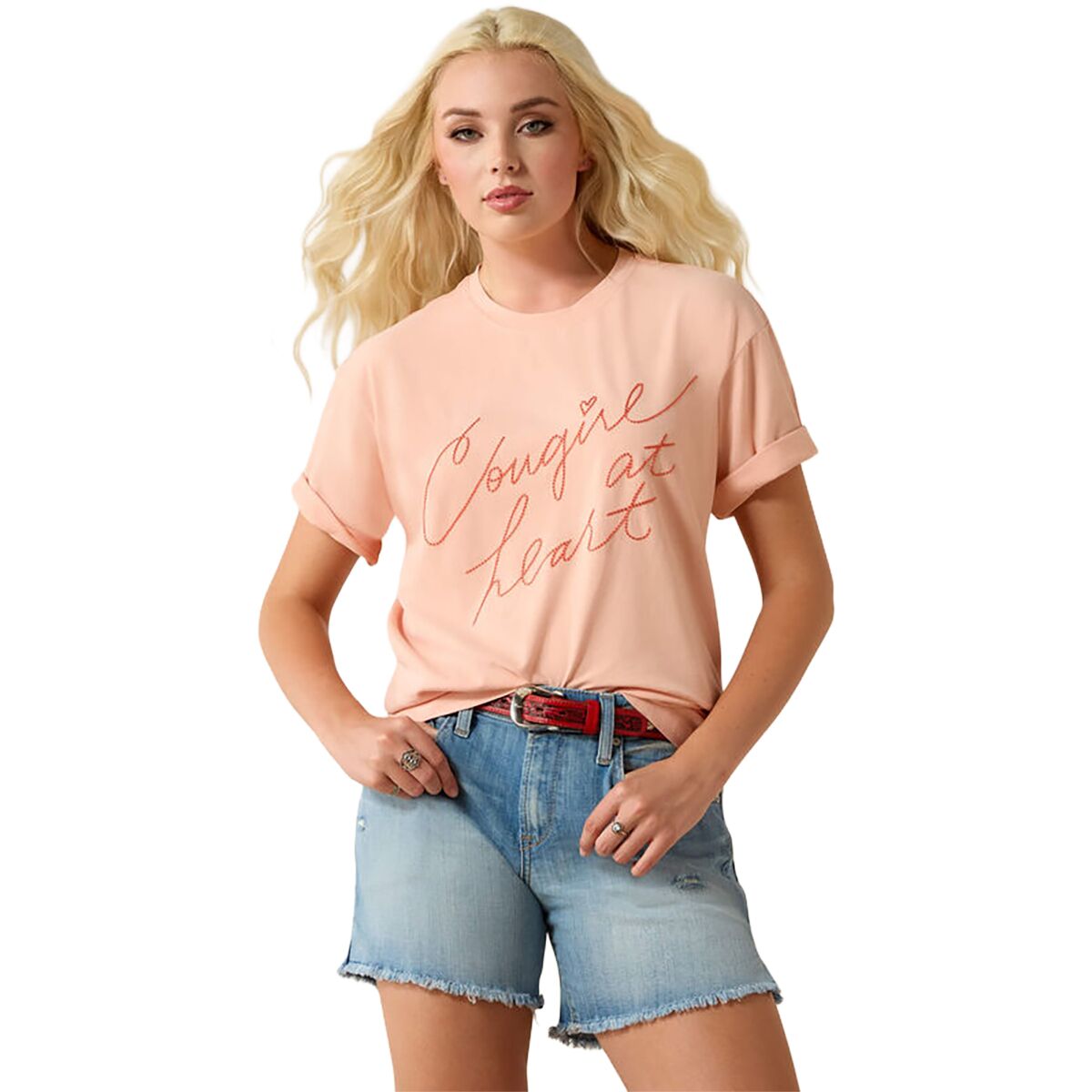 Image of Ariat Cowgirl at Heart T-Shirt - Women's Tropical Peach, XL