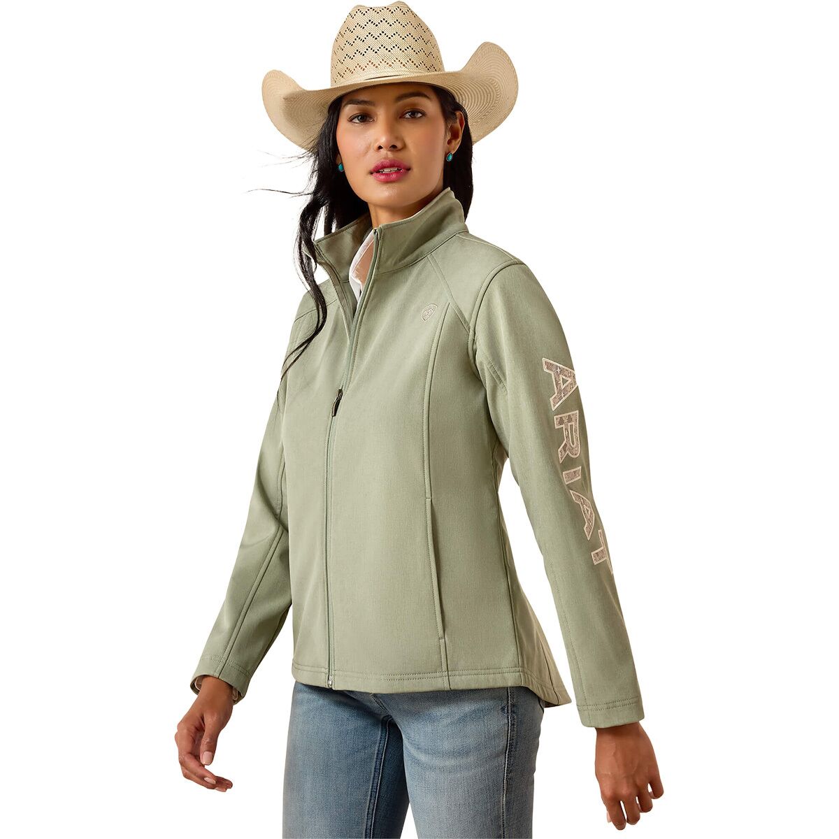 Image of Ariat Logo Softshell Jacket - Women's Sea Spray Heather, XS