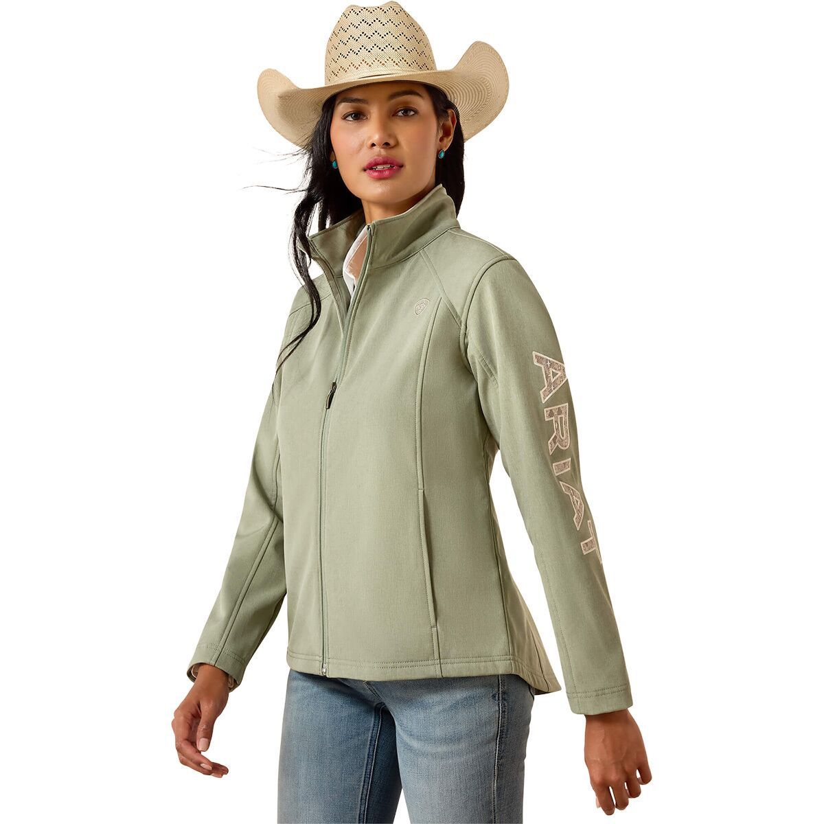Image of Ariat Logo Softshell Jacket - Women's Sea Spray Heather, XL