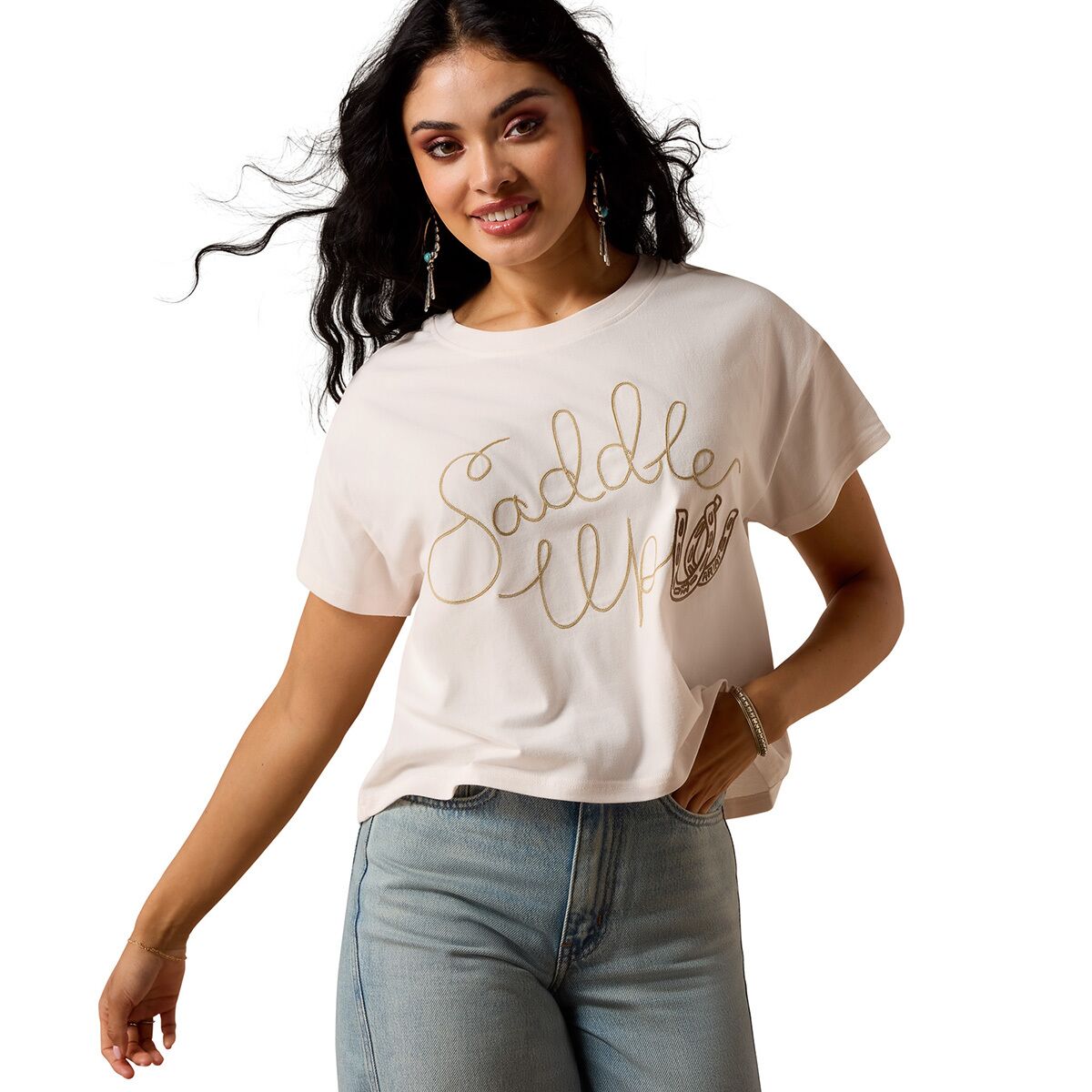 Image of Ariat Saddle Up T-Shirt - Women's Sea Salt, L