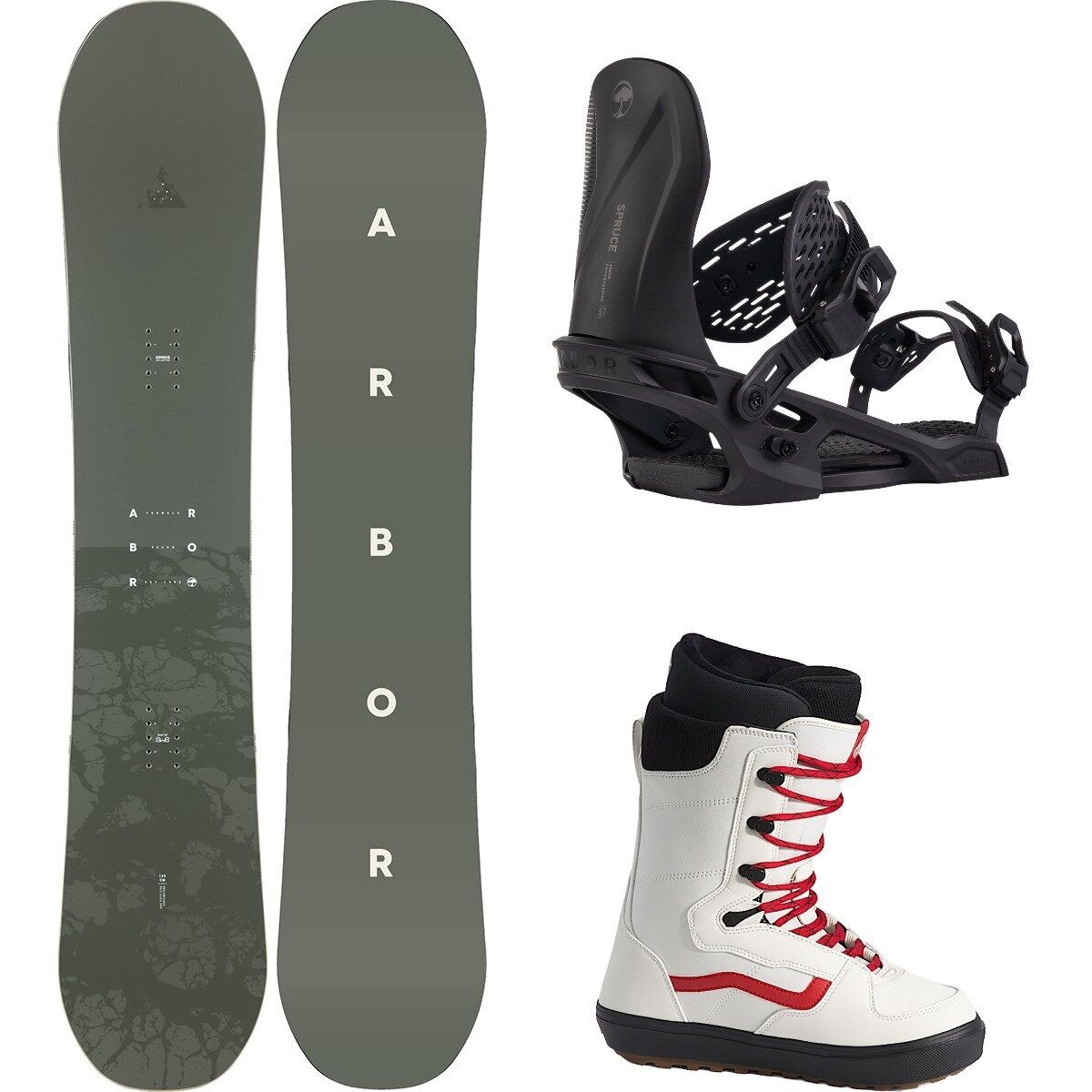 Image of Arbor Formula Decon w/ Invado OG + Spruce Snowboard Package One/Blk/Blk/Msmlw/Red, 152cm/L/11.5