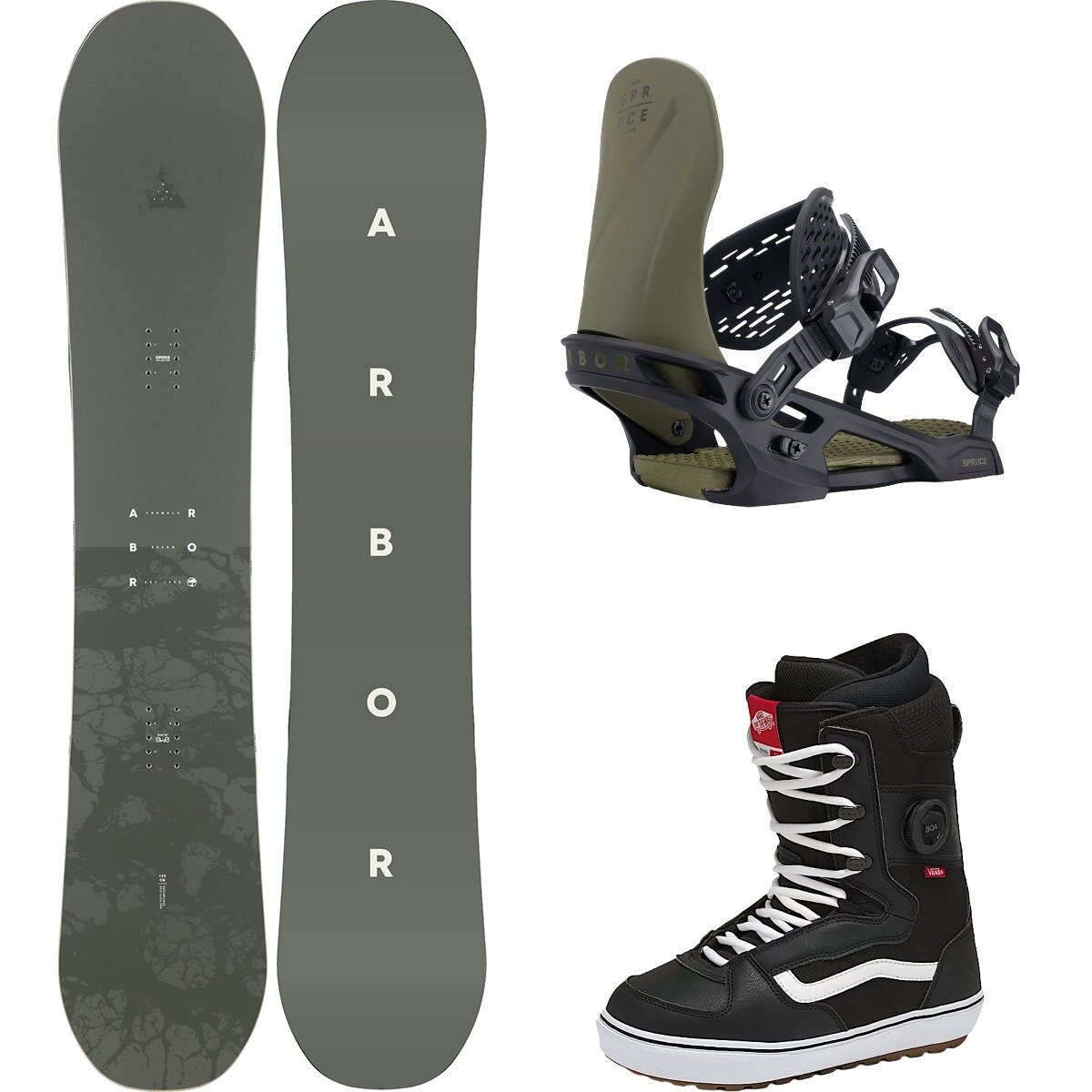 Image of Arbor Formula Decon w/ Invado OG + Spruce Snowboard Package One/Mil/Blk/Blk/Wht, 158cm/L/11.0