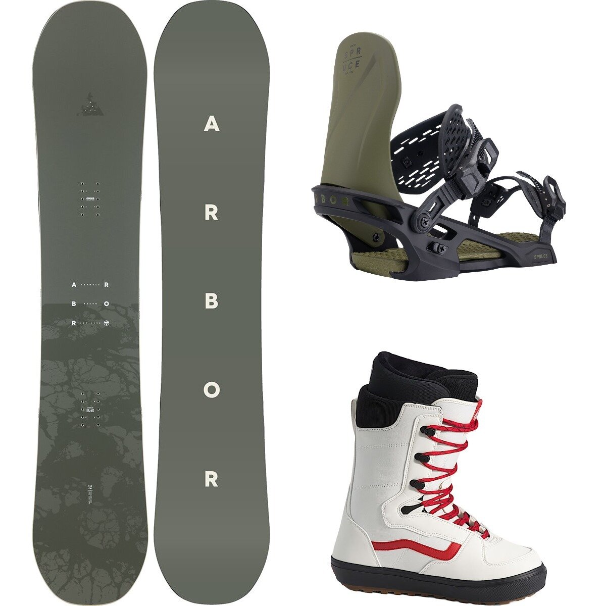Image of Arbor Formula Decon w/ Invado OG + Spruce Snowboard Package One/Mil/Blk/Msmlw/Red, 152cm/L/11.5