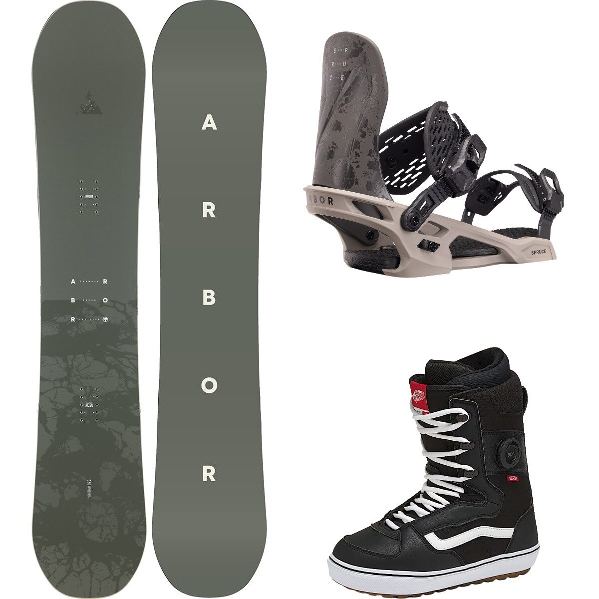 Image of Arbor Formula Decon w/ Invado OG + Spruce Snowboard Package One/Smk/Gry/Blk/Wht, 152cm/M/11.0