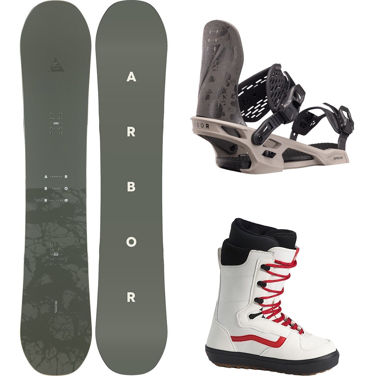 Image of Arbor Formula Decon w/ Invado OG + Spruce Snowboard Package One/Smk/Gry/Msmlw/Red, 152cm/M/9.0