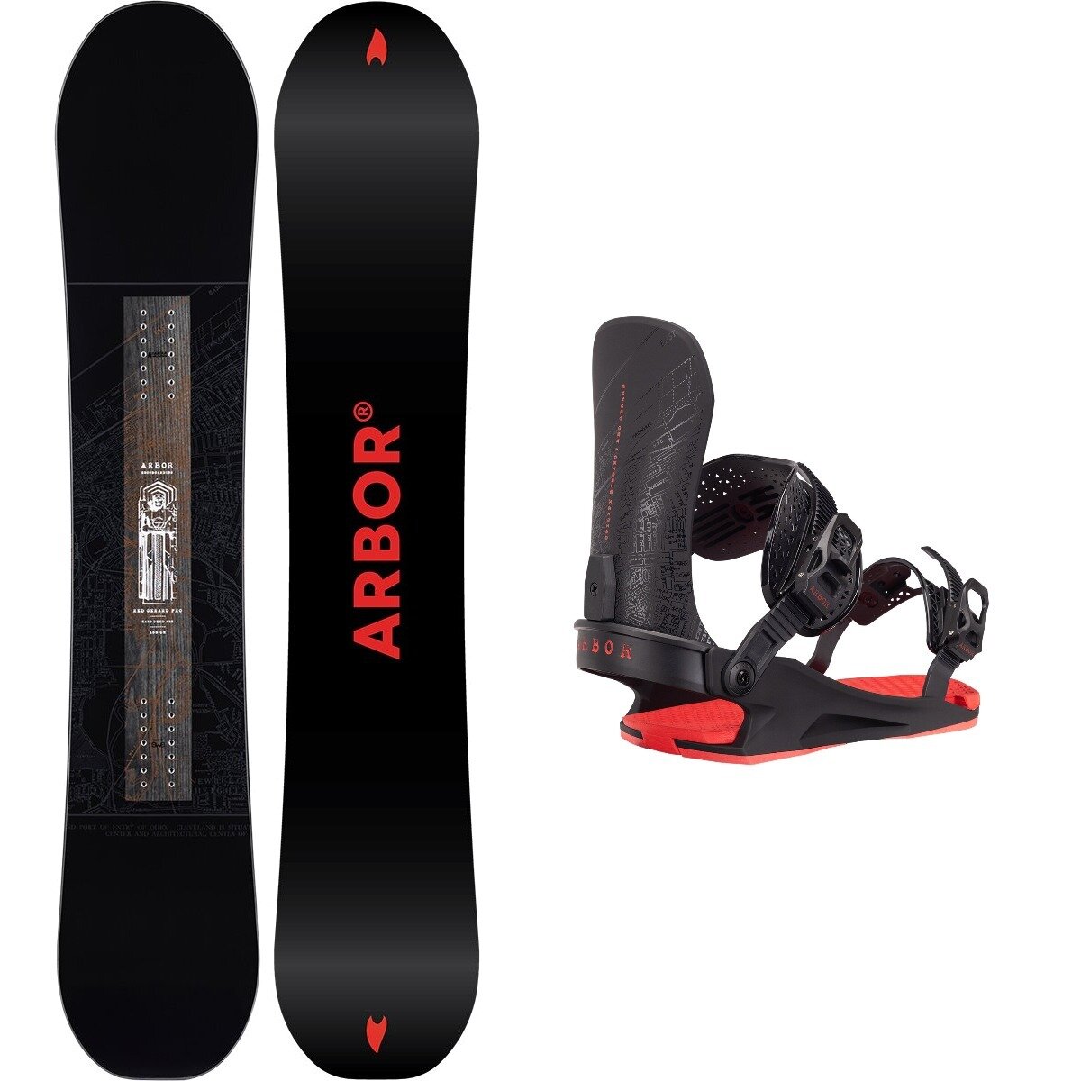 Image of Arbor Red Gerard Pro w/ Utility Binding Snowboard Bundle One Color,Red Gerard, 153cm,M