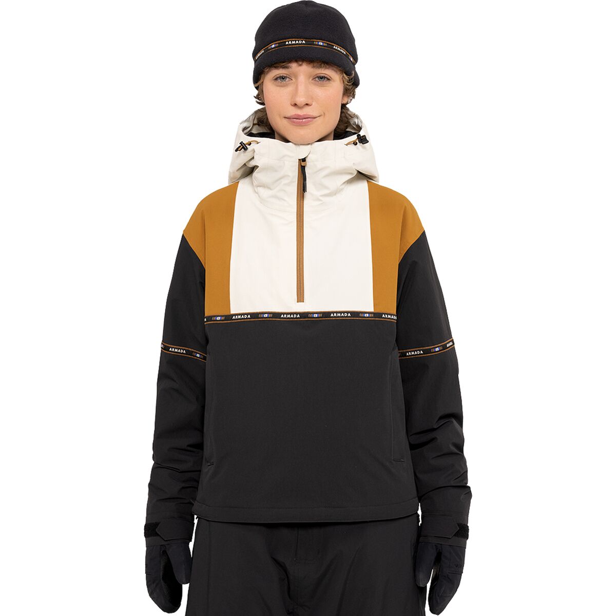 Image of Armada Madaket 2L Insulated Anorak Jacket - Women's Golden Brown/Black/Cream, XL