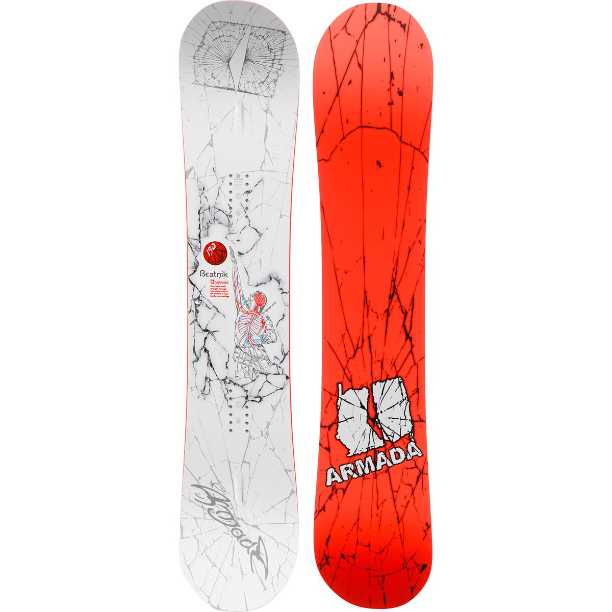 Image of Armada Beatnik Snowboard - 2027 White/Red, 157cm wide