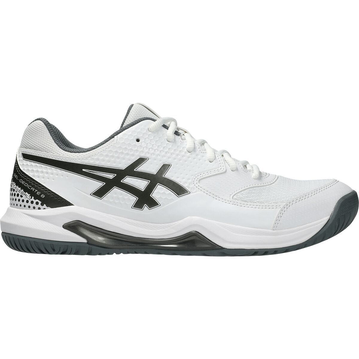Image of Asics Gel-Dedicate 8 Pickleball Shoe - Men's White/Gunmetal, 11.5