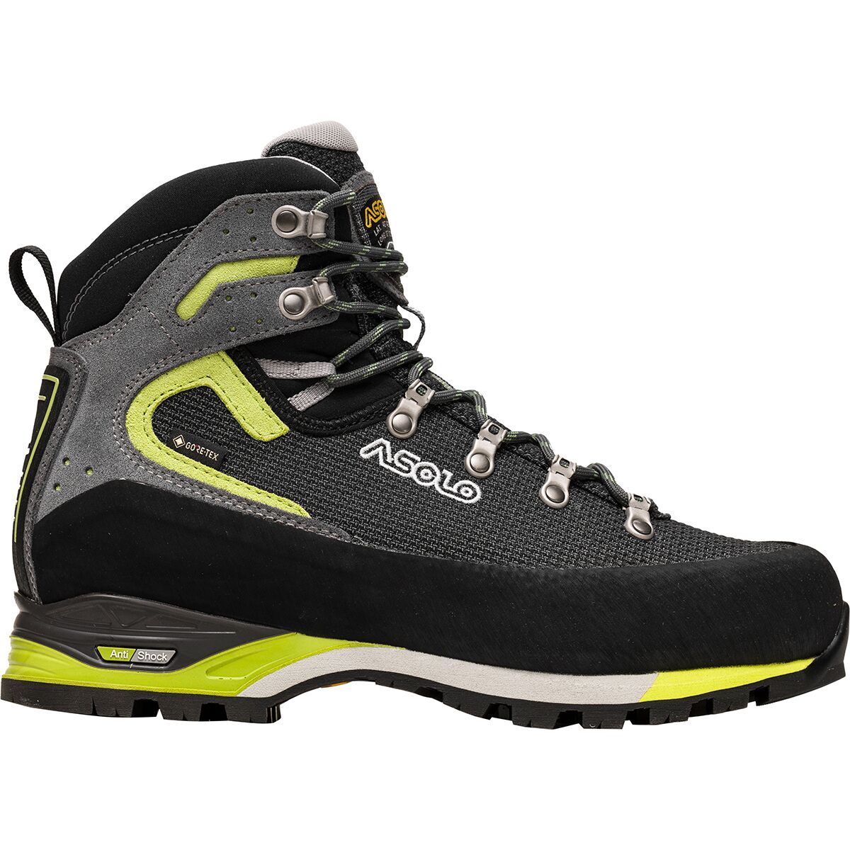 Asolo Corax GV Backpacking Boot - Men's Black/Green Lime, 10.0