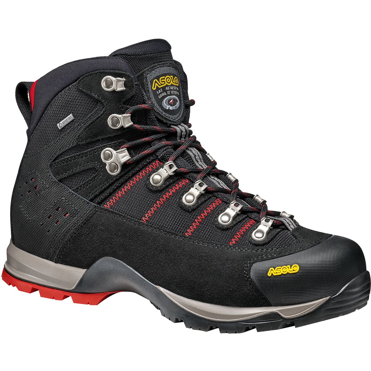 Image of Asolo Fugitive GORE-TEX Boot - Men's Black/Red, 12.0