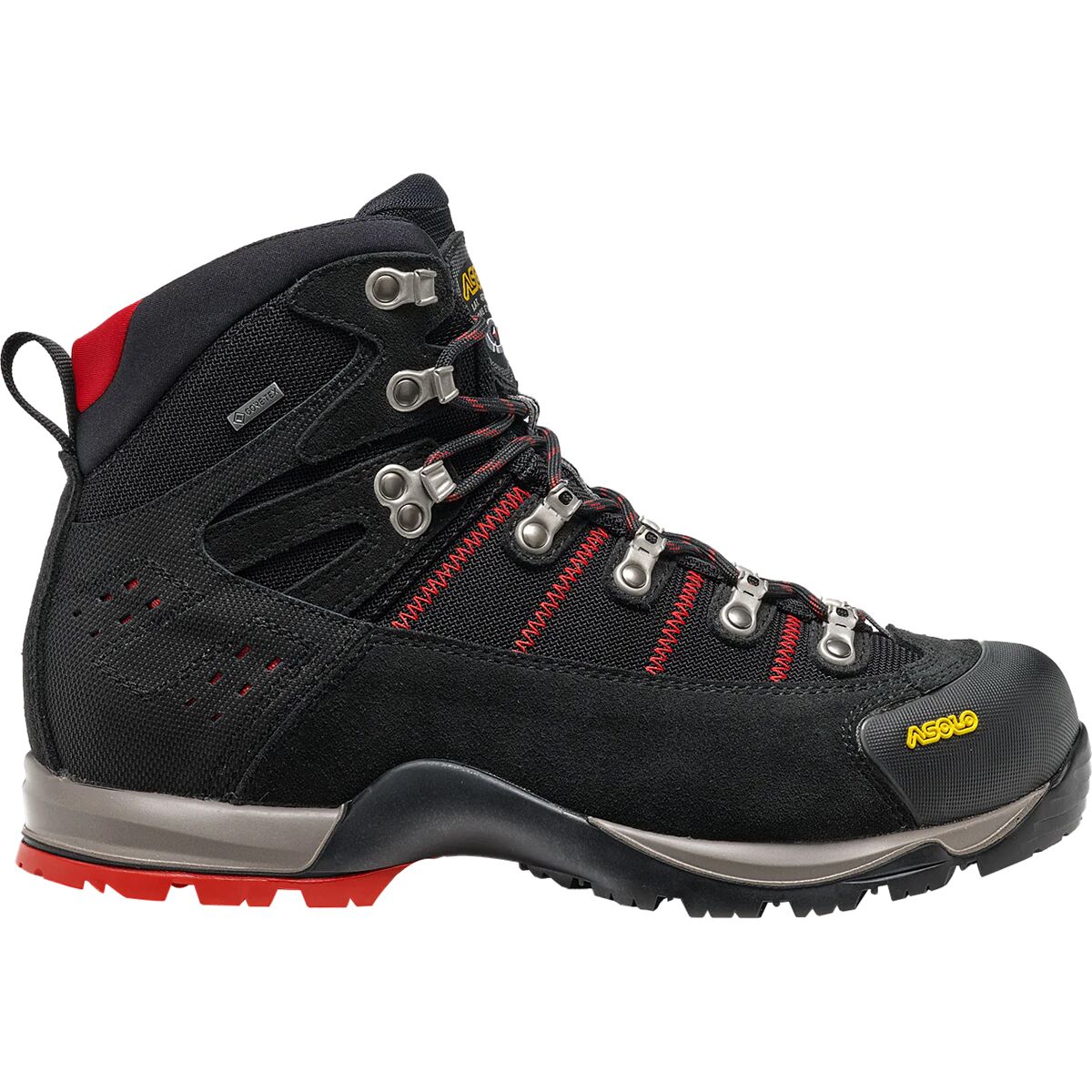 Image of Asolo Fugitive GTX Wide Hiking Boot - Men's Black/Red, 8.5