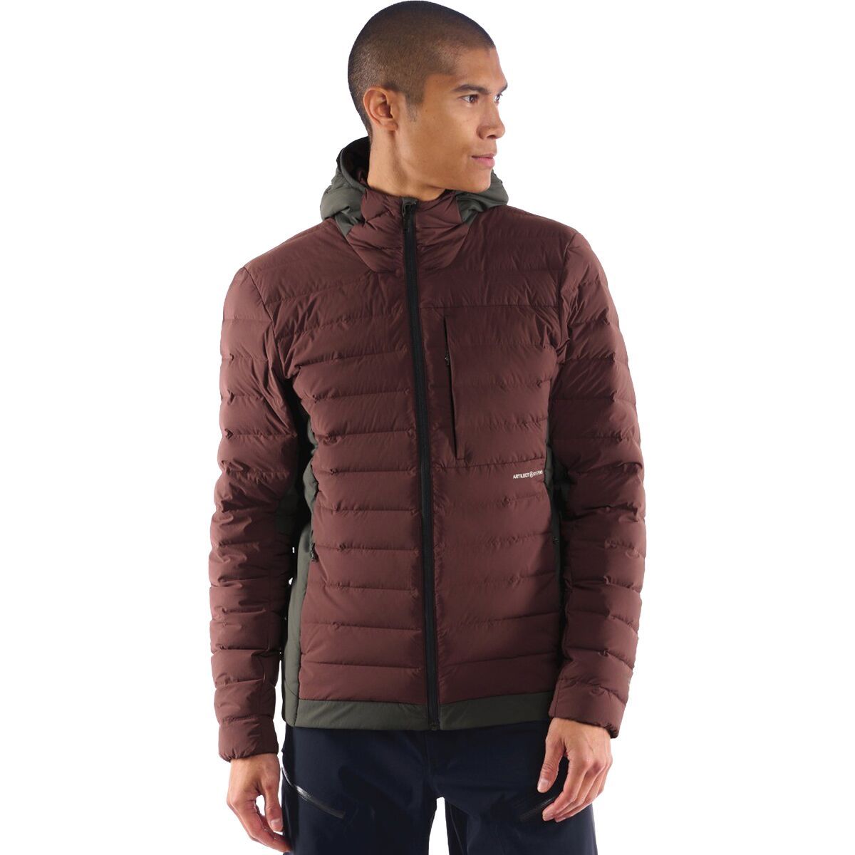 Artilect Divide Fusion Stretch Hooded Down Jacket - Men's Amaranth/Ash, XL