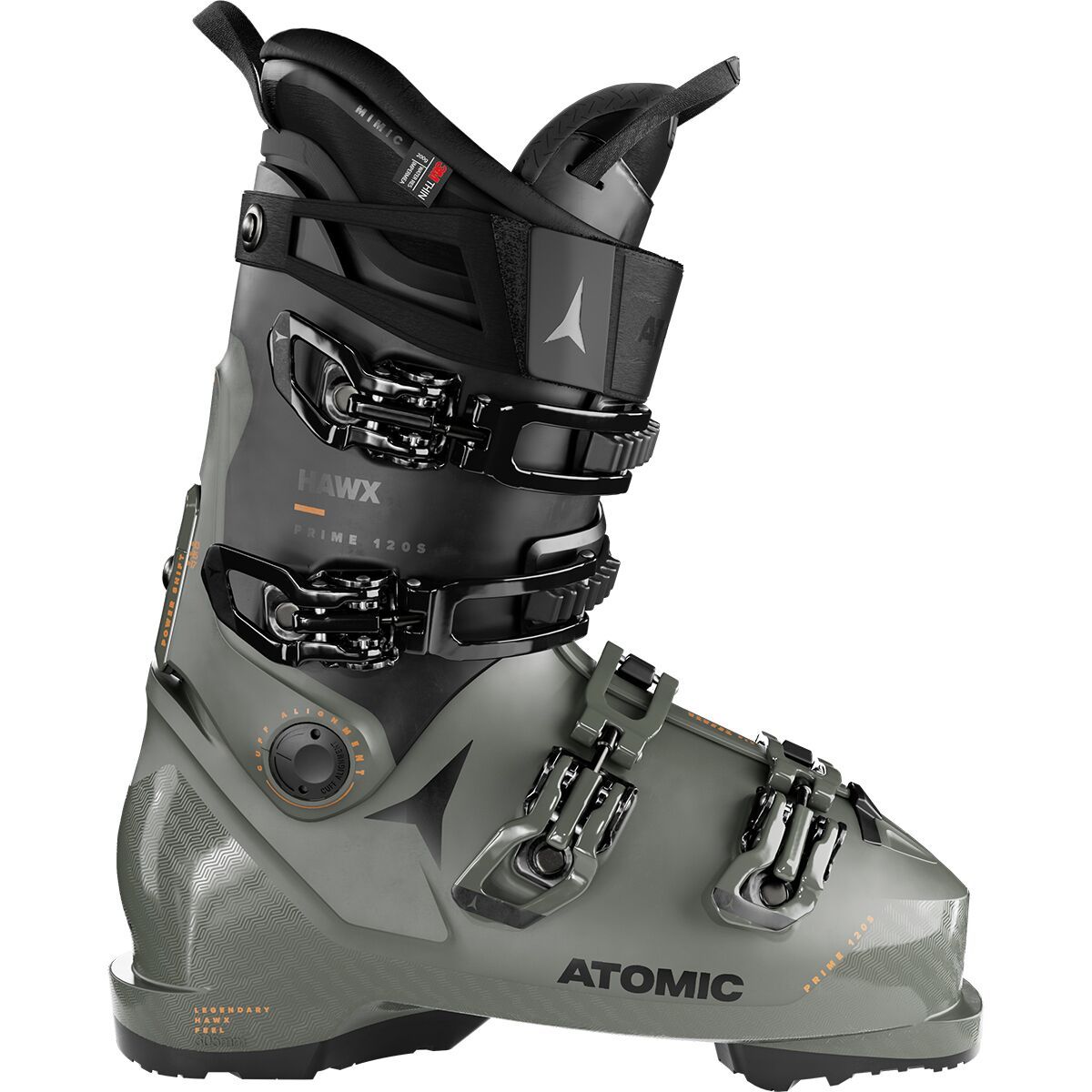Atomic Hawx Prime 120 S Ski Boot - 2024 Army Green-X/Black/Orange, 24.0/24.5
