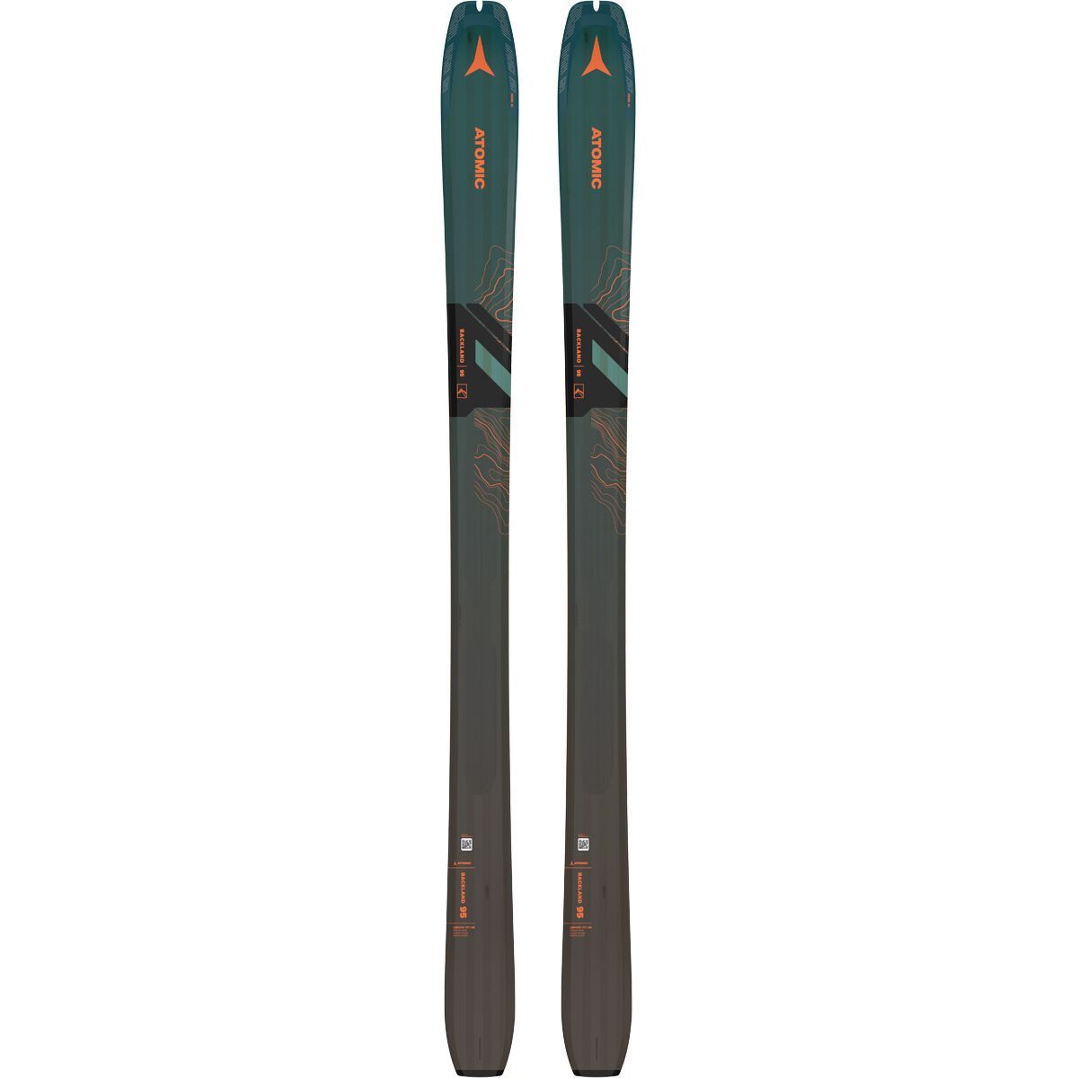 Atomic Backland 95 Ski + Hybrid Skin - 2024 Petrol/Grey/Orange, 185cm