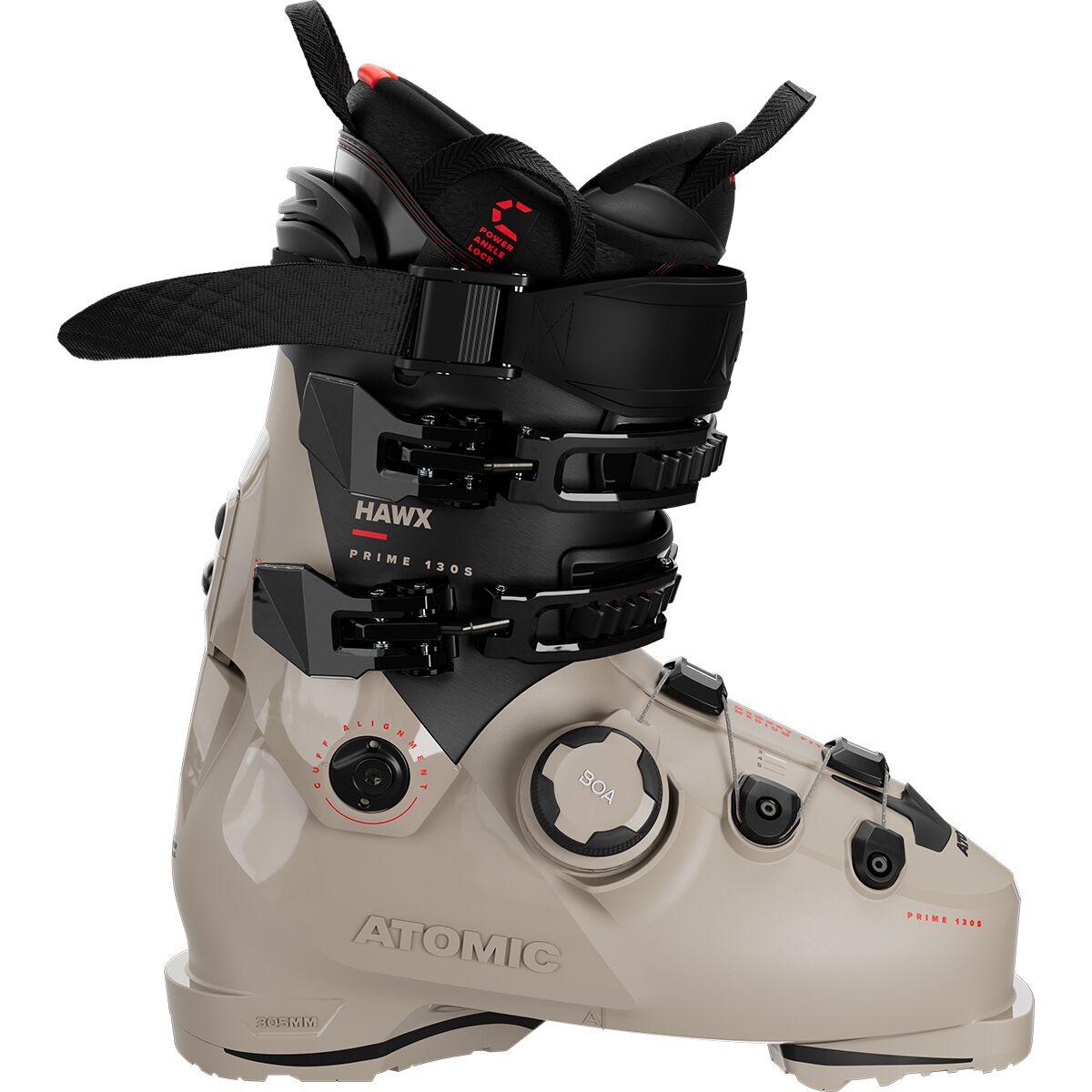 Image of Atomic Hawx Prime 130 S Boa GW Ski Boot - 2025 Cement/Black/Red, 28.0/28.5