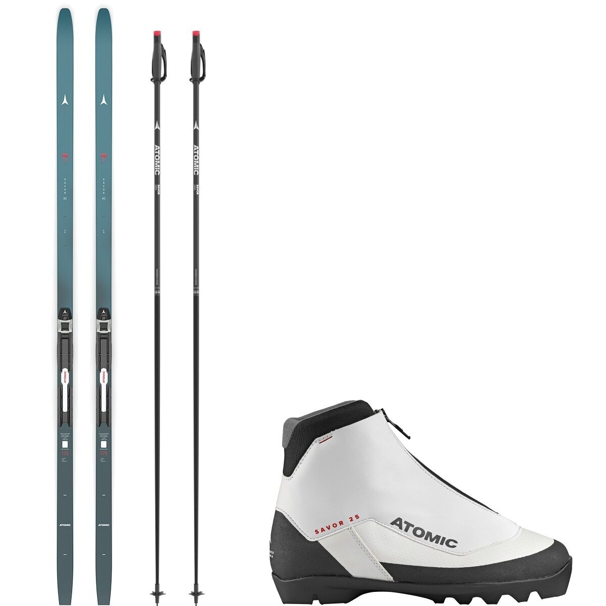 Image of Atomic Savor XC PG 25 Touring Ski Package w/ Poles - Women's Teal/White/White/Black, 175cm/UK 8.0/US 9.5/165cm