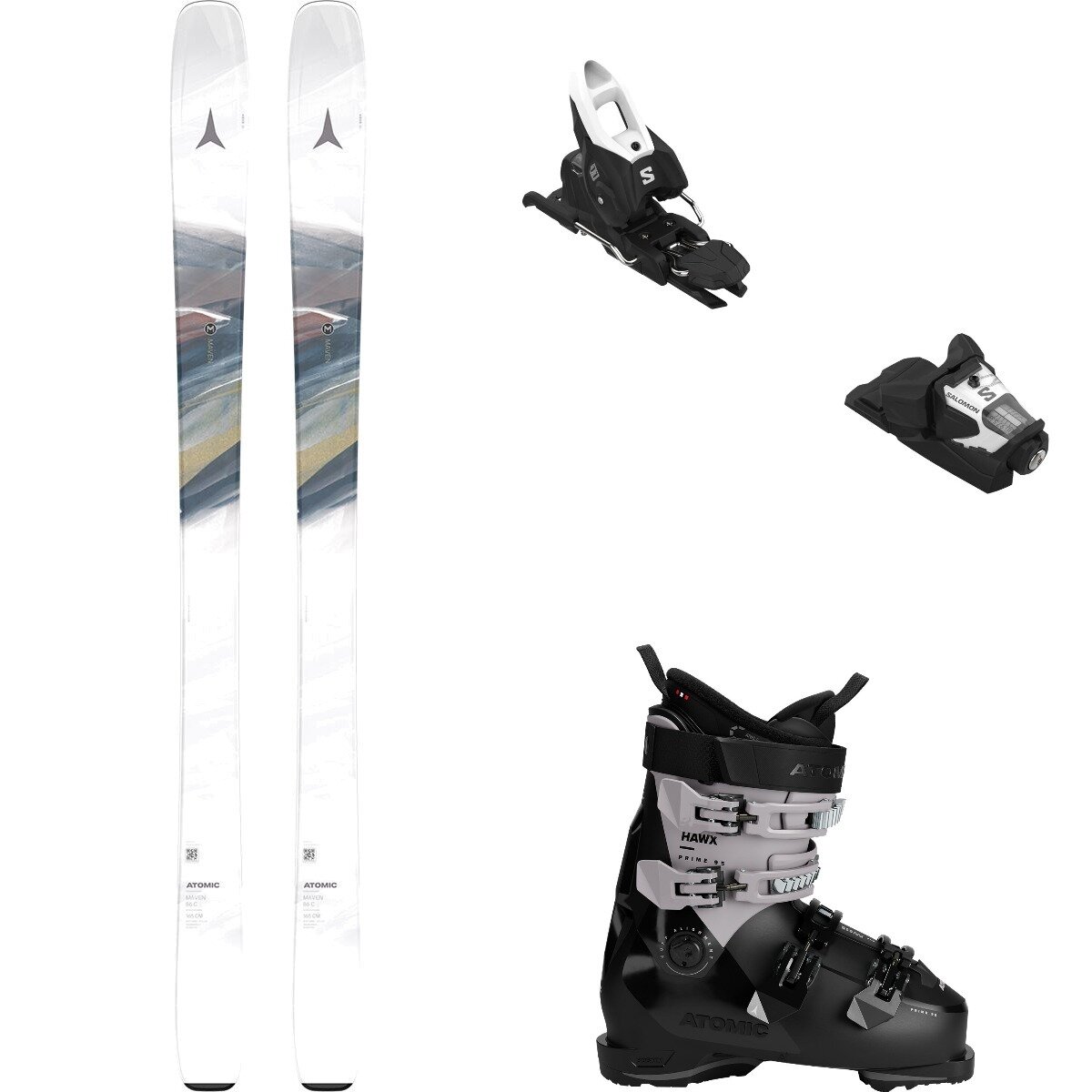 Atomic W Maven 86 C Ski + Stage GW 11 + Hawx Prime 95 Boot - 2026 Whtout/Wht-Blk/Blk, 159cm/90mm/24.0/24.5
