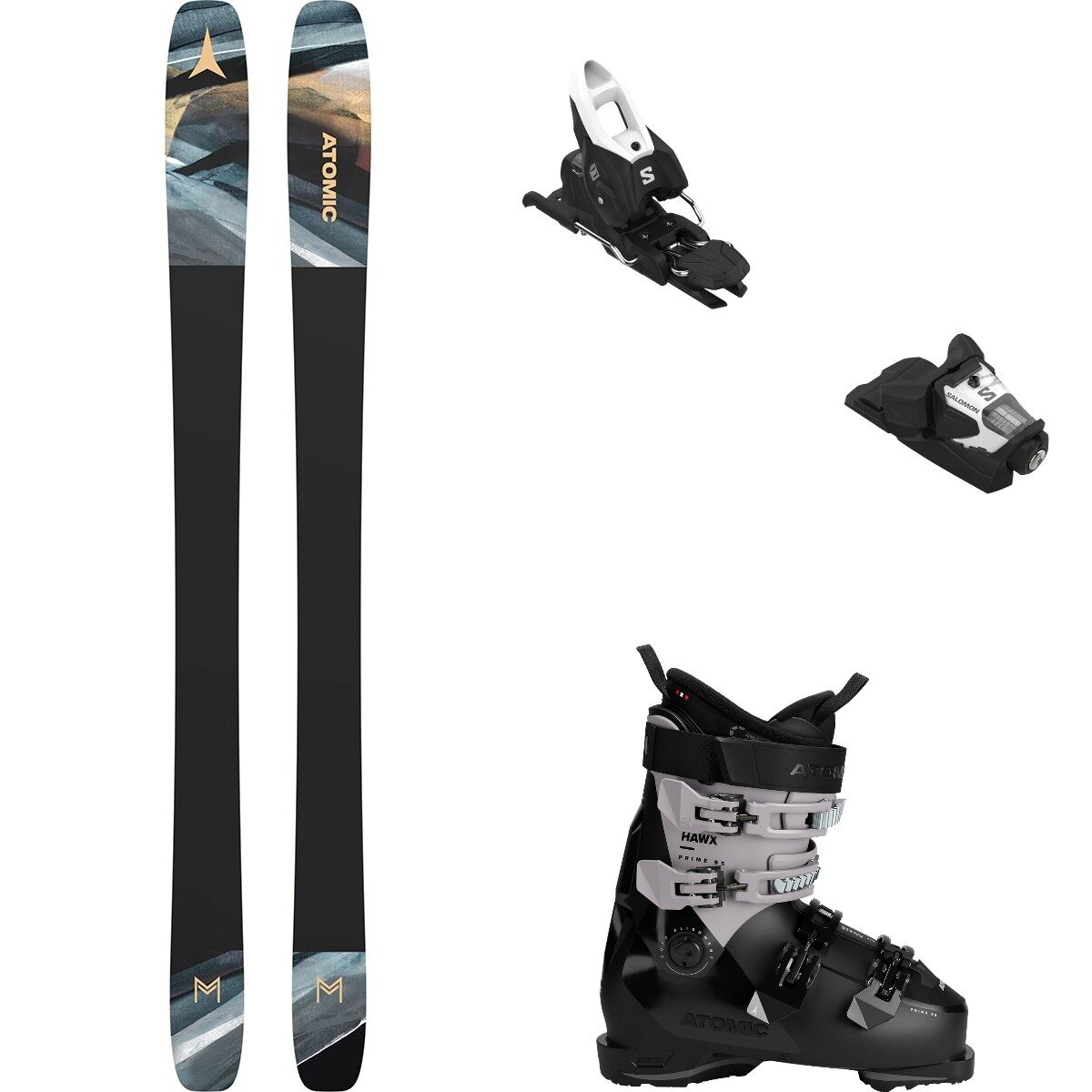 Atomic W Maven 94 CTI Ski + Stage GW 11 + Hawx Prime 95 Boot - 2026 Blk/Wht-Blk/Blk, 165cm/90mm/24.0/24.5