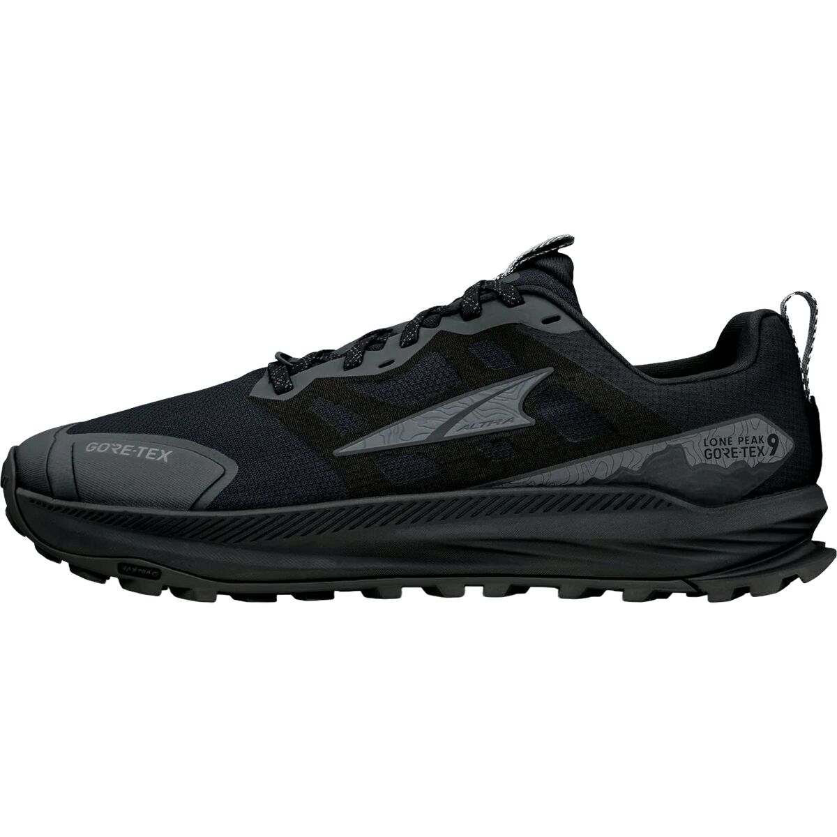 Image of Altra Lone Peak 9 GTX Trail Running Shoe - Men's Black/Black, 8.0