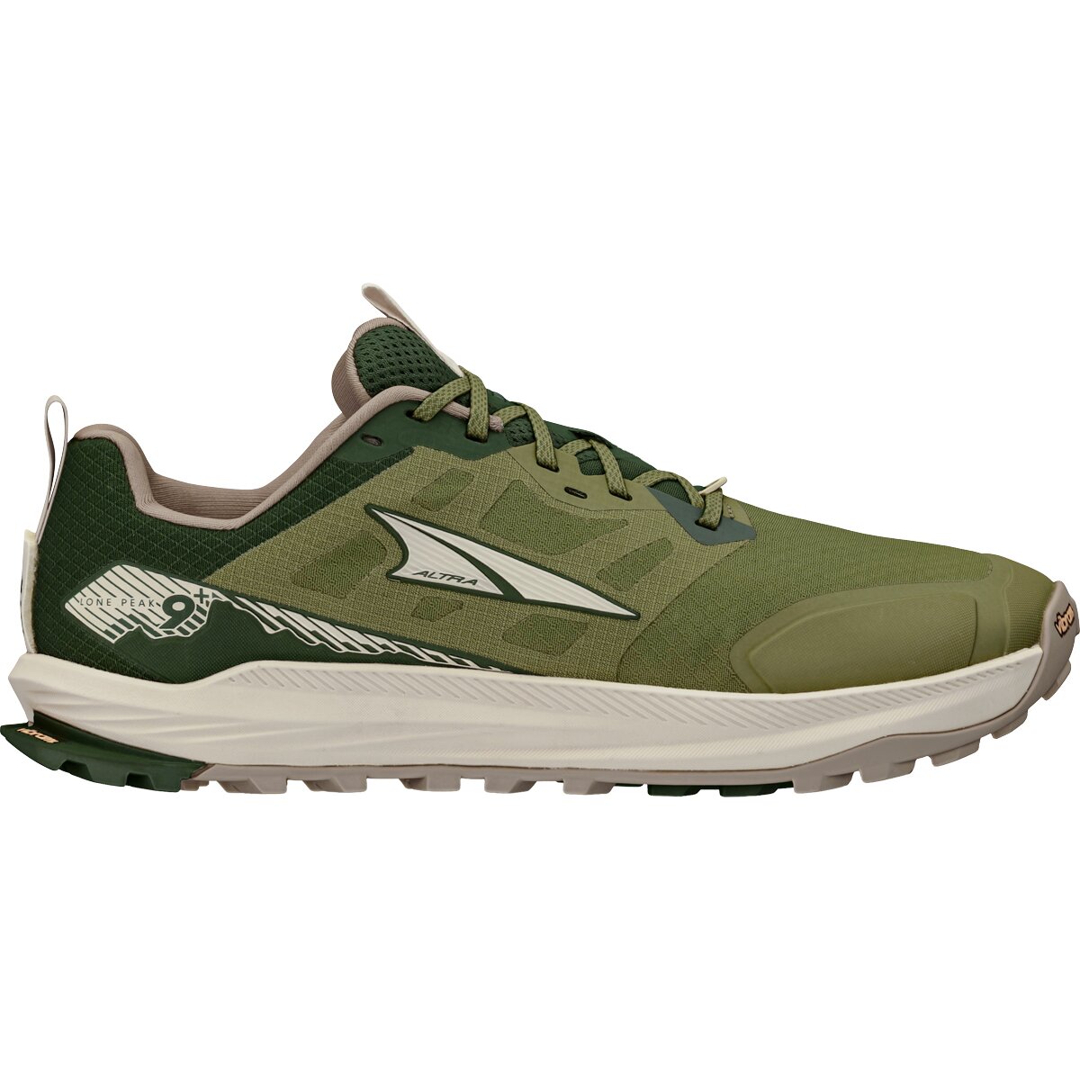 Image of Altra Lone Peak 9+ Wide Trail Running Shoe - Men's Green, 8.5