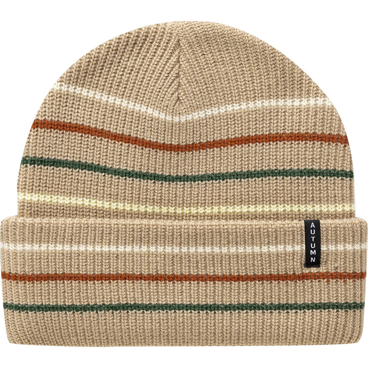 Autumn Multi Stripe Beanie Khaki, One Size