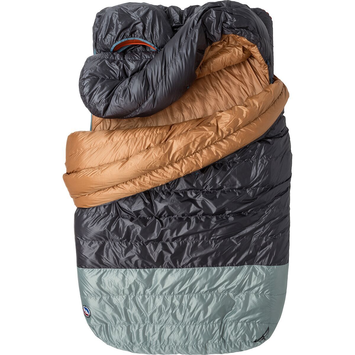 Image of Big Agnes King Solomon Double Sleeping Bag: 20F Down Asphalt/Chinois Green, Double Wide